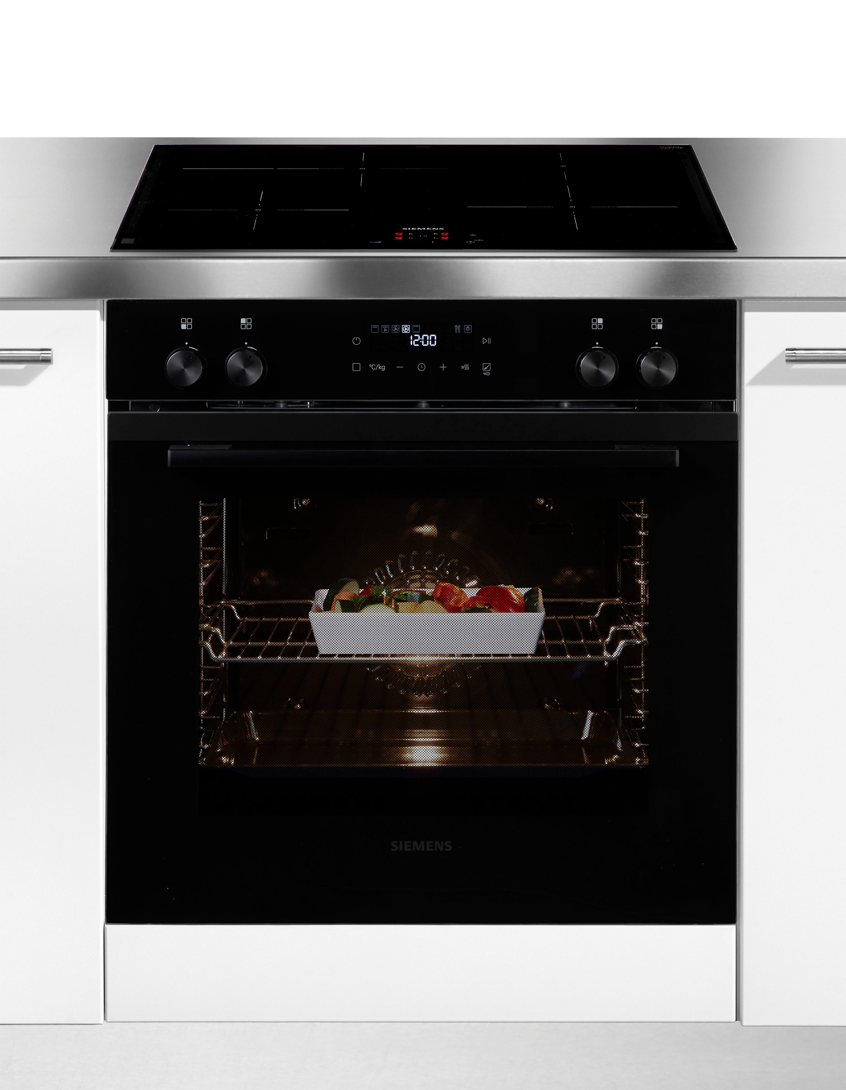 SIEMENS Induktions Herd-Set PQ212IAAB, mit Teleskopauszug nachrüstbar, 3D Heißluft