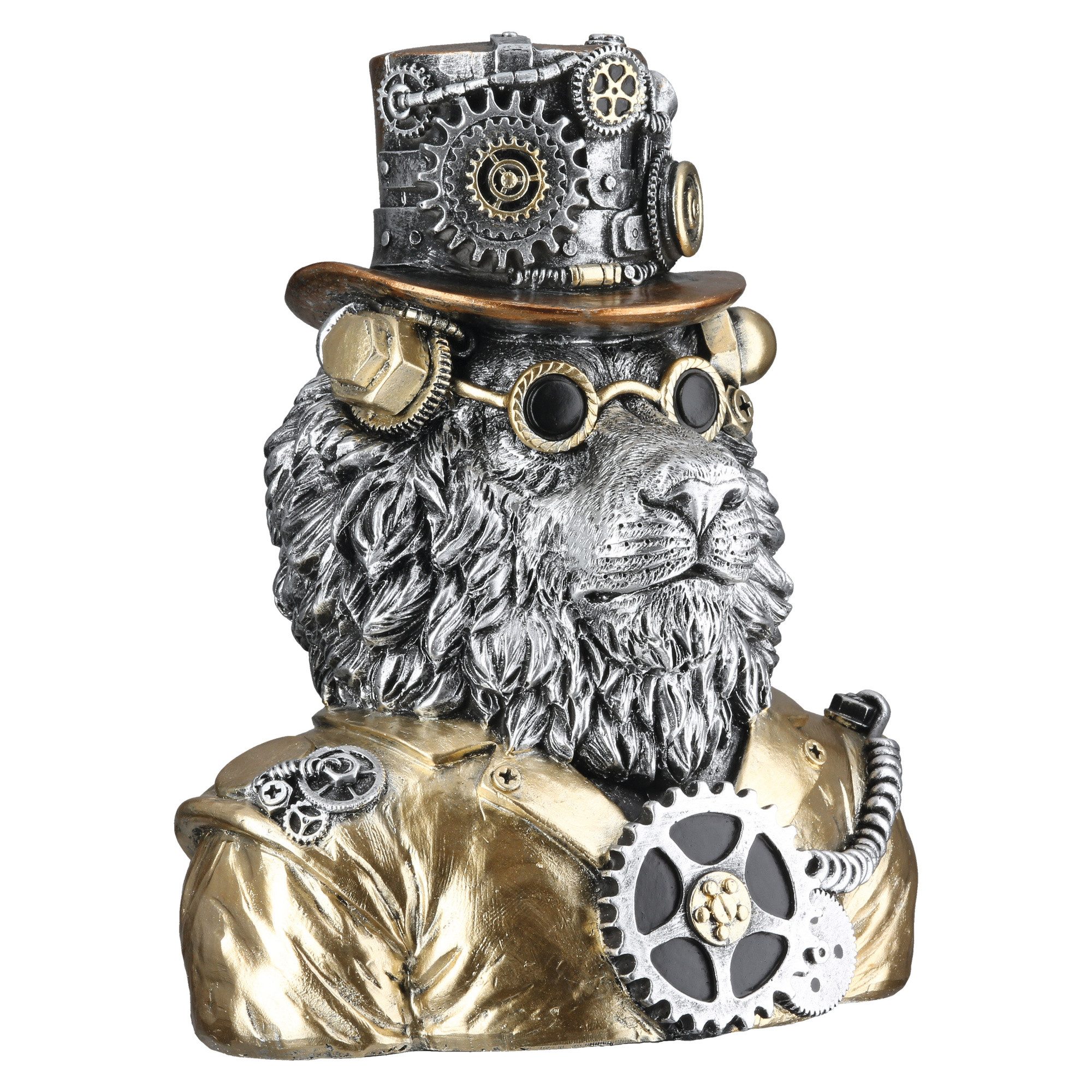 GILDE Dekoobjekt Dekofigur Löwe Steampunk Lion 58722 – Kunstharz Figur, 20,5 cm – Bild 5 von 5