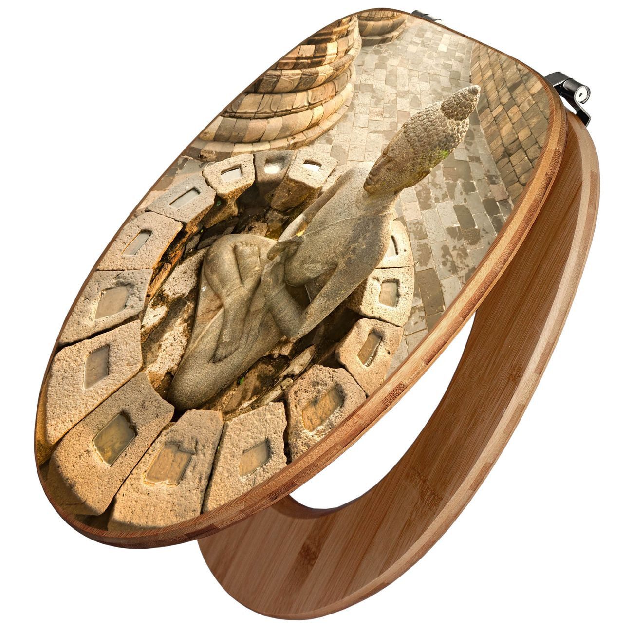 banjado WC-Sitz Bambus Motiv Sitzender Buddha günstig online kaufen