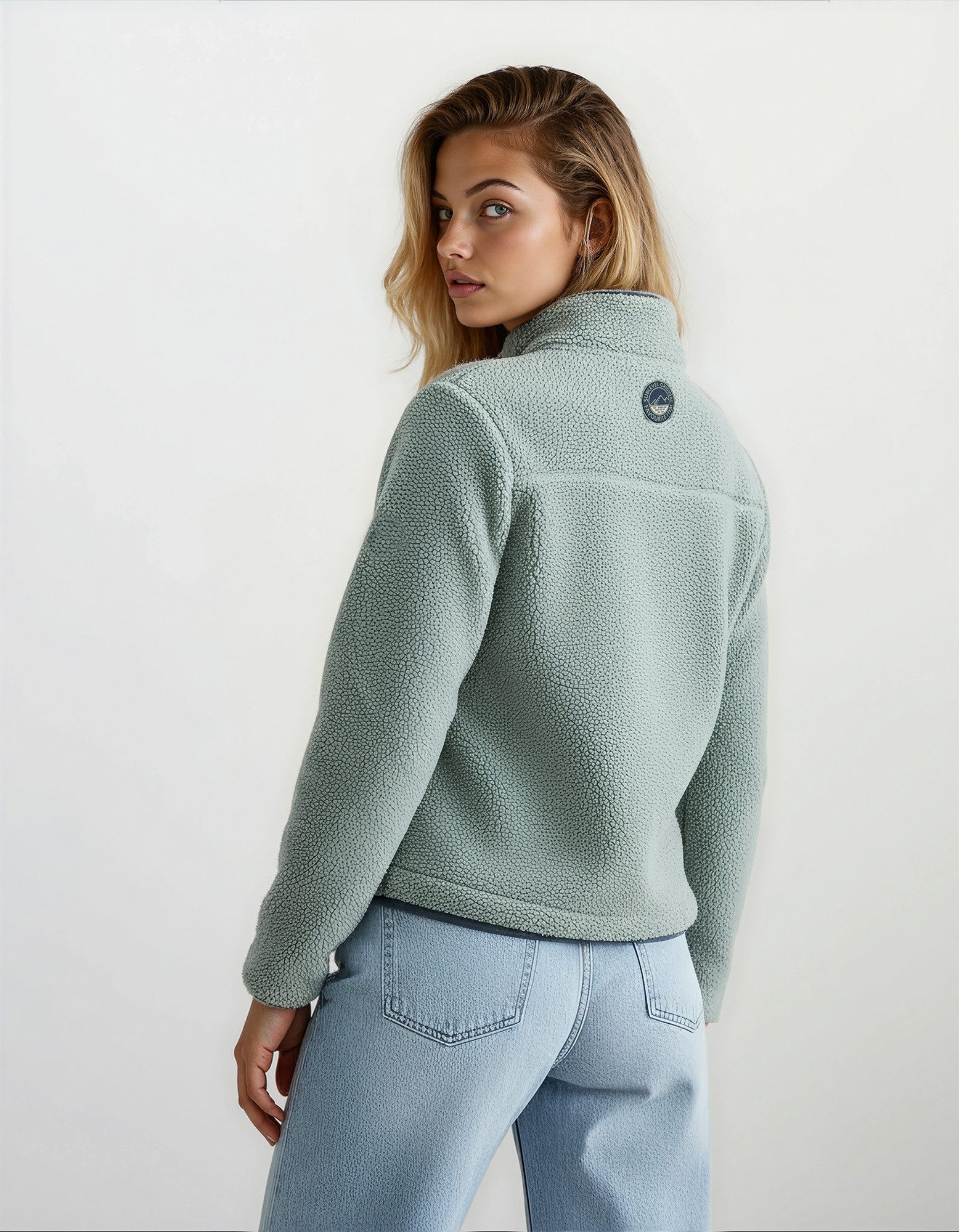 SUBLEVEL Fleecejacke Damen Teddyfleece Kuschelig Übergangsjacke Jacke Outdoor Jacke Stehkragen, Kapuze, flauschig, kuschelig, warm, Outdoor – Bild 4 von 5