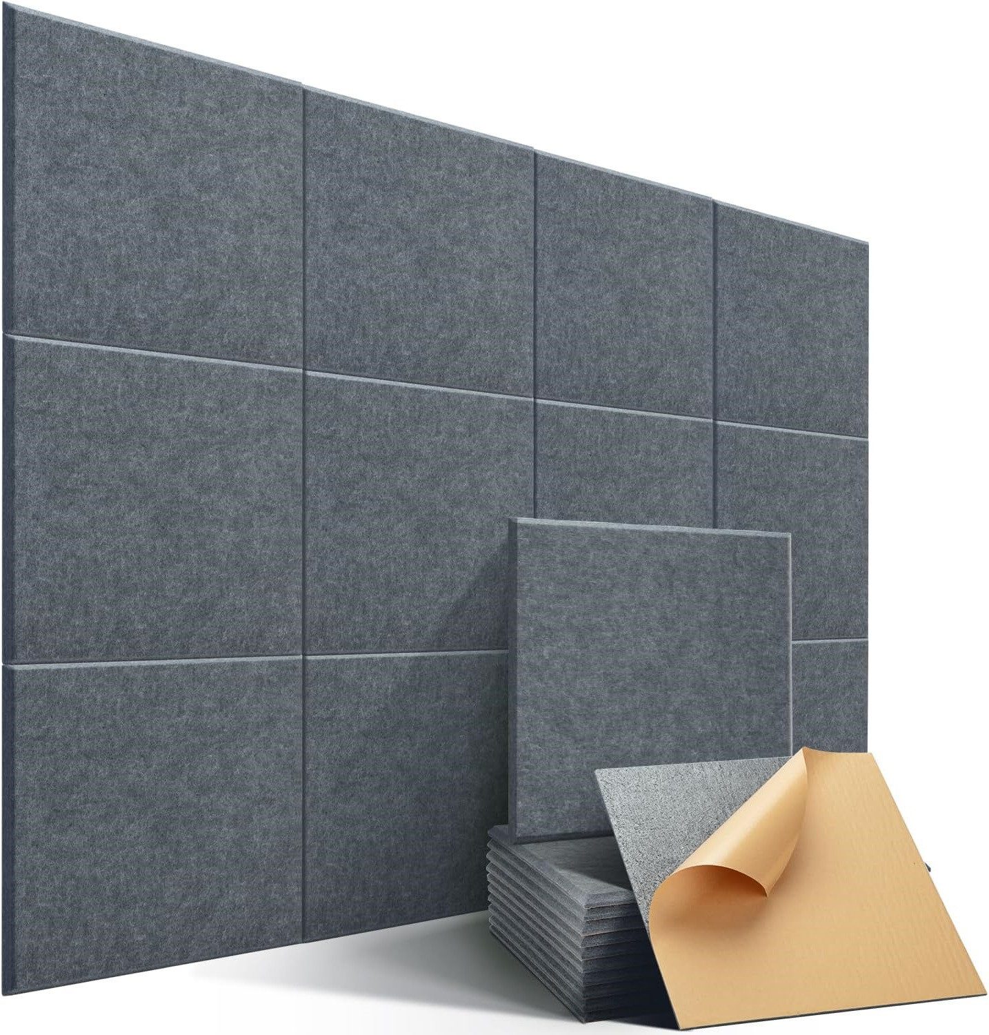 DOPWii Akustikplatte 12 Stück Akustikplatten Selbstklebend, Hohe Dichte Wandpaneel, 30*30cm, Akustikplatte 12 Stück Akustikplatten Selbstklebend, 30*30cm