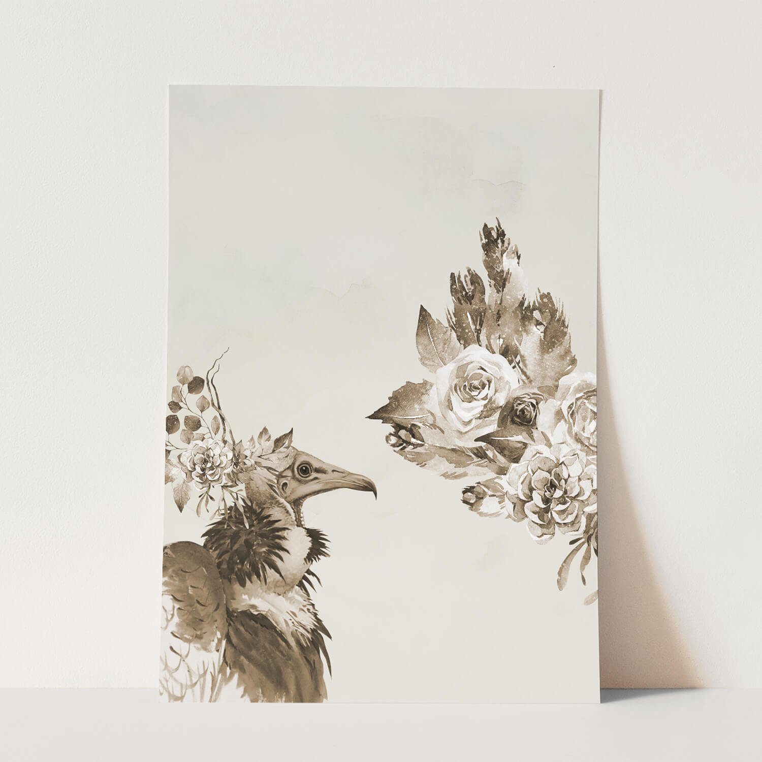 Sinus Art Wandbild Vogel Motiv Vintage Geier Blumen Blüten exklusives Design. € 12,00