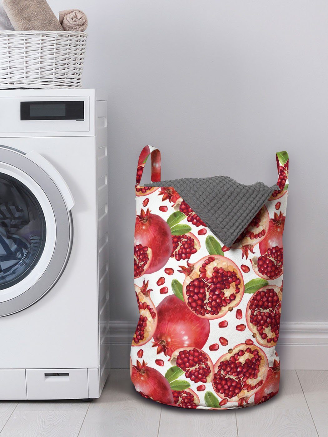Abakuhaus Wäschesäckchen Wäschekorb Waschsalons, Griffen Pomegranates Exotische Kordelzugverschluss für mit Ernte Bild