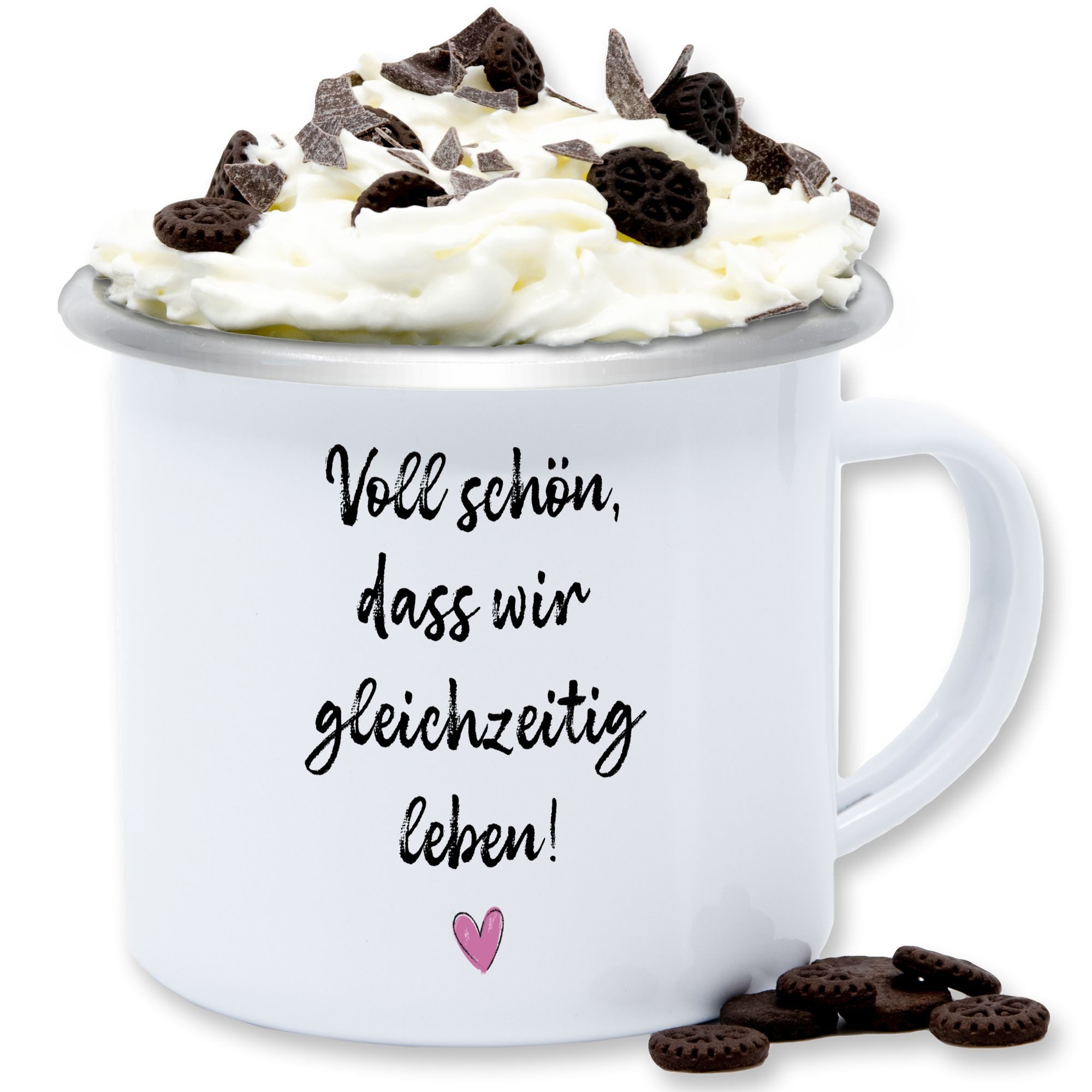 Shirtracer Tasse Voll schön dass wir gleichzeitig leben I Freundschaft Geschenk für Pär, 1-tlg., Stahlblech, Pärchen