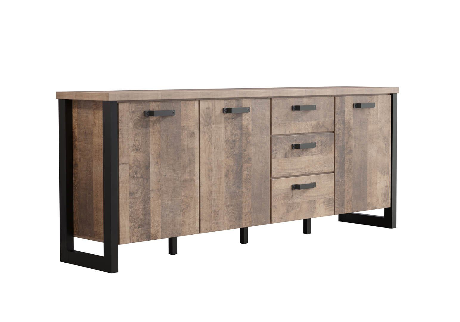trendteam Sideboard Emile Sideboard 3 Türen, 3 Schubladen, EicheTabak (1 St)