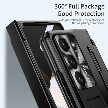 Wigento Handyhülle Für Samsung Galaxy Z Fold5 5G Hülle mit Stand- Stifthalterung u. Stift