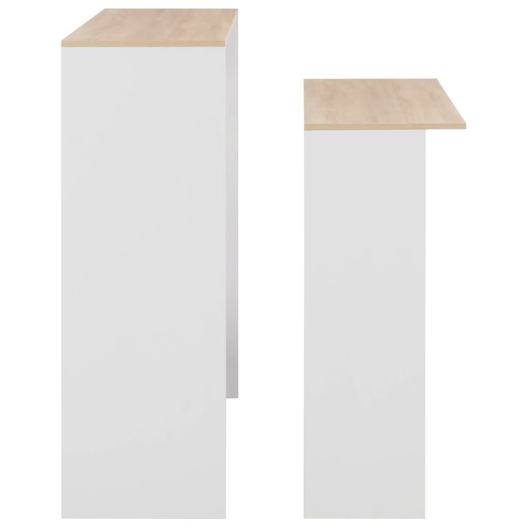 Eichefarben 130x40x120 (1-St) 2 cm furnicato mit Weiß Tischplatten Esstisch und Bartisch