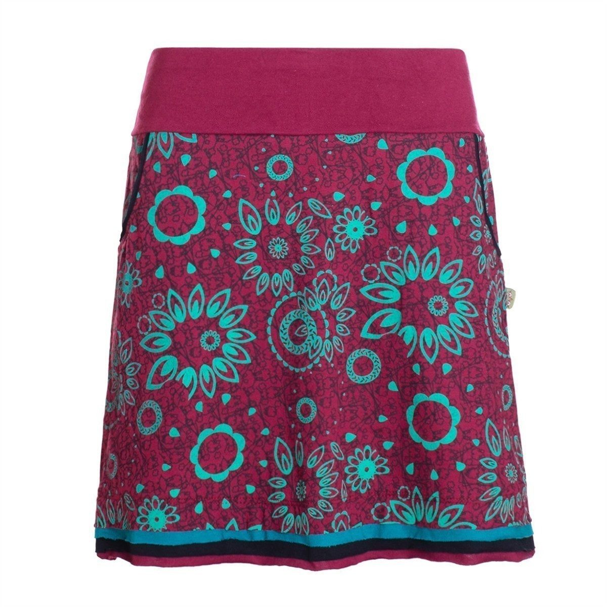 Vishes Minirock Damen Rock Baumwolle geometrisches Muster elastischer Bund mit Taschen Alternative Bekleidung, Ethno, Hippie, Retro Style
