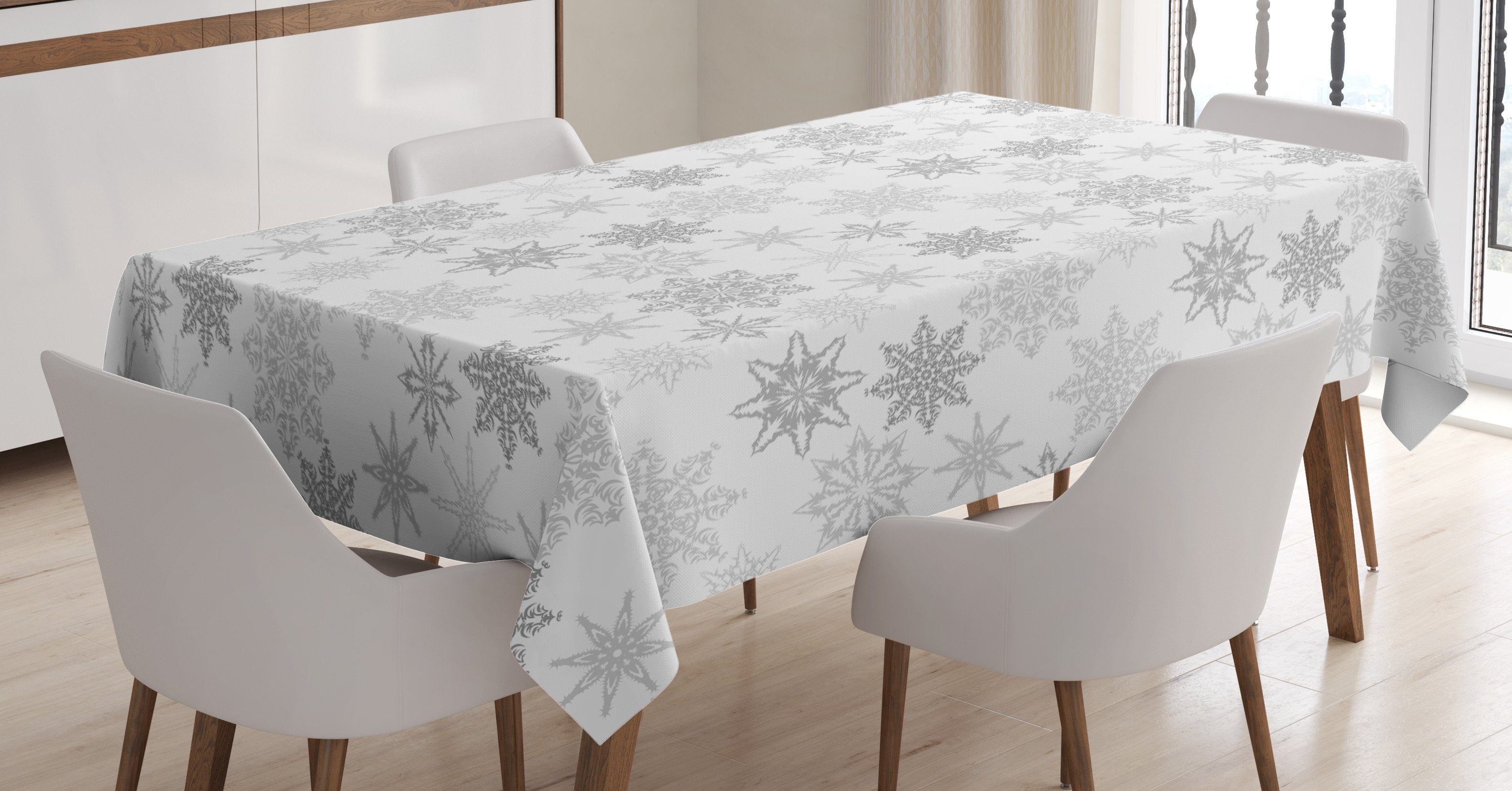 Klare Farbfest Waschbar Winter Tischdecke Für Abakuhaus Aufwändige den Außen Bereich Farben, Eiskristalle geeignet