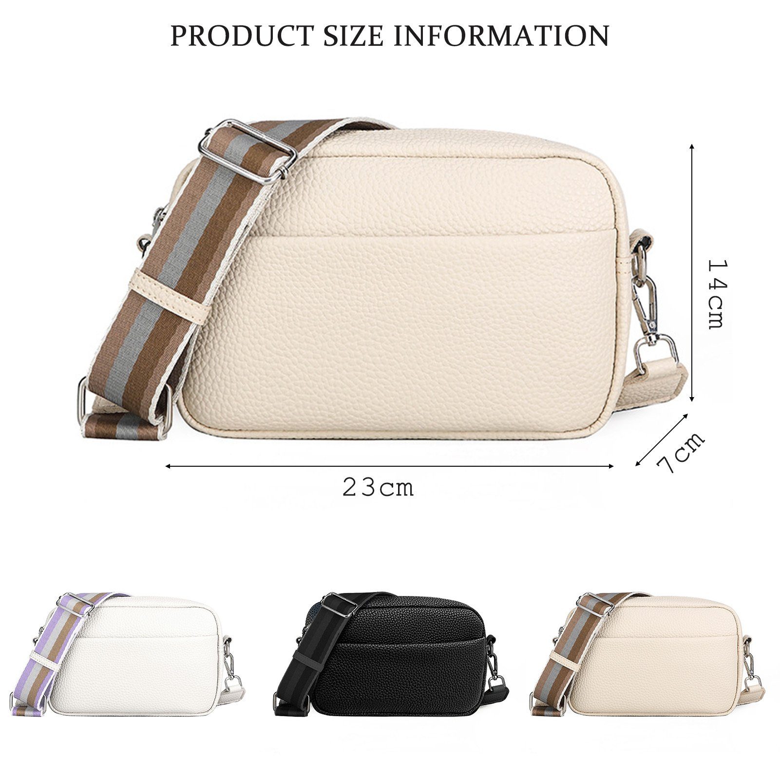 Aus beige Handtasche, Blusmart Tragbar Bag Crossbody PU-Leder, Umhängetasche Damen-Umhängetasche