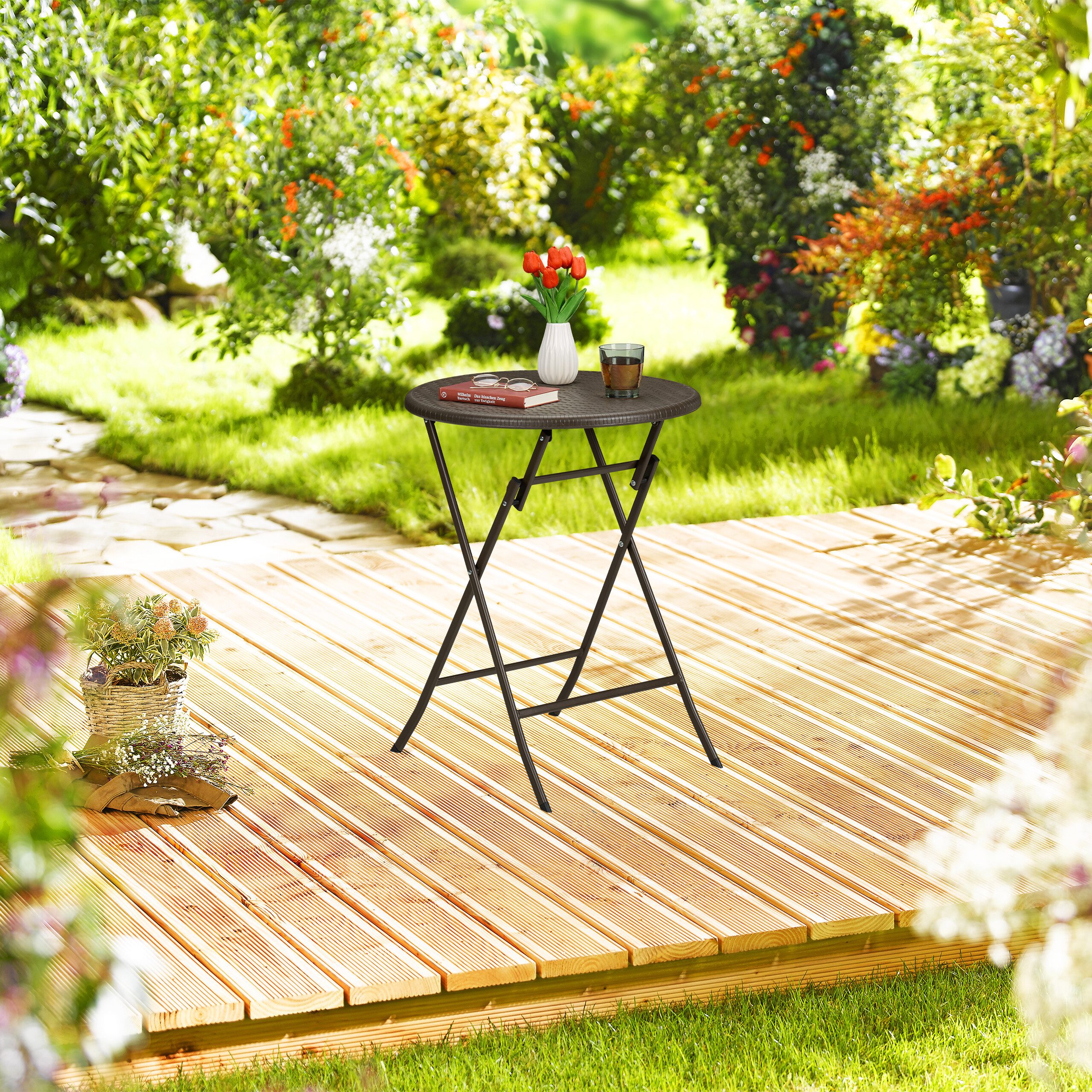relaxdays Gartentisch Runder Gartentisch in Rattan-Optik, günstig online kaufen
