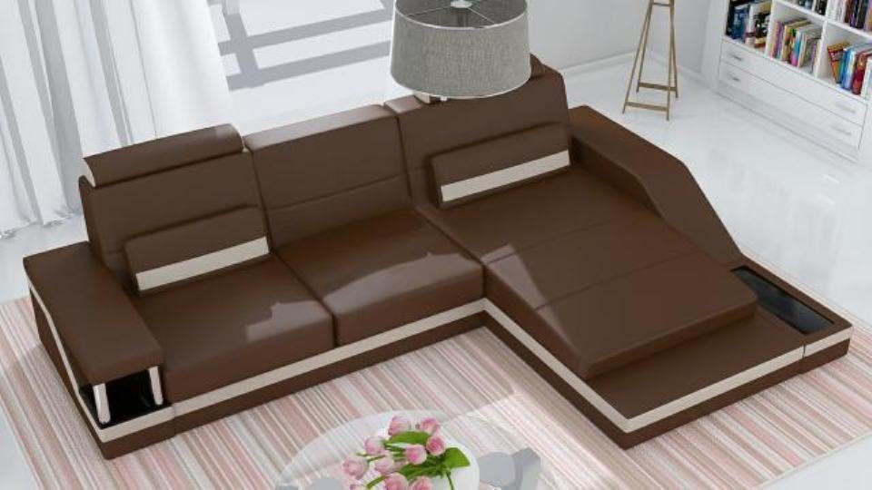 JVmoebel Ecksofa, Ecksofa Hamburg Leder Eck Textil Stoff Couch VI Sofa Wohnlandschaft