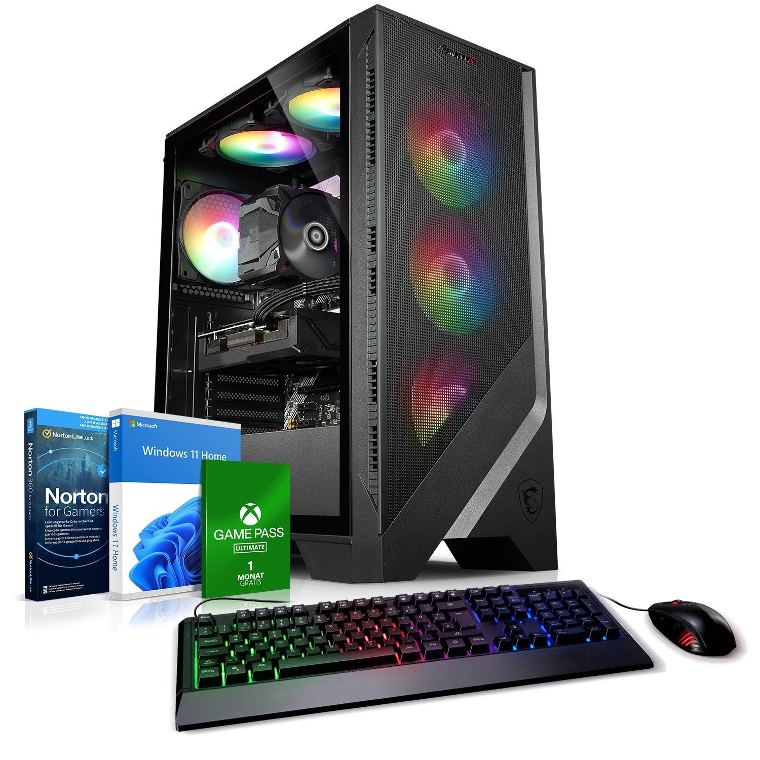 Kiebel Viper IV Gaming-PC (AMD Ryzen 5 AMD Ryzen 5 4600G, Radeon Vega, 16 GB RAM, 1000 GB SSD, Luftkühlung, RGB-Beleuchtung, WLAN)