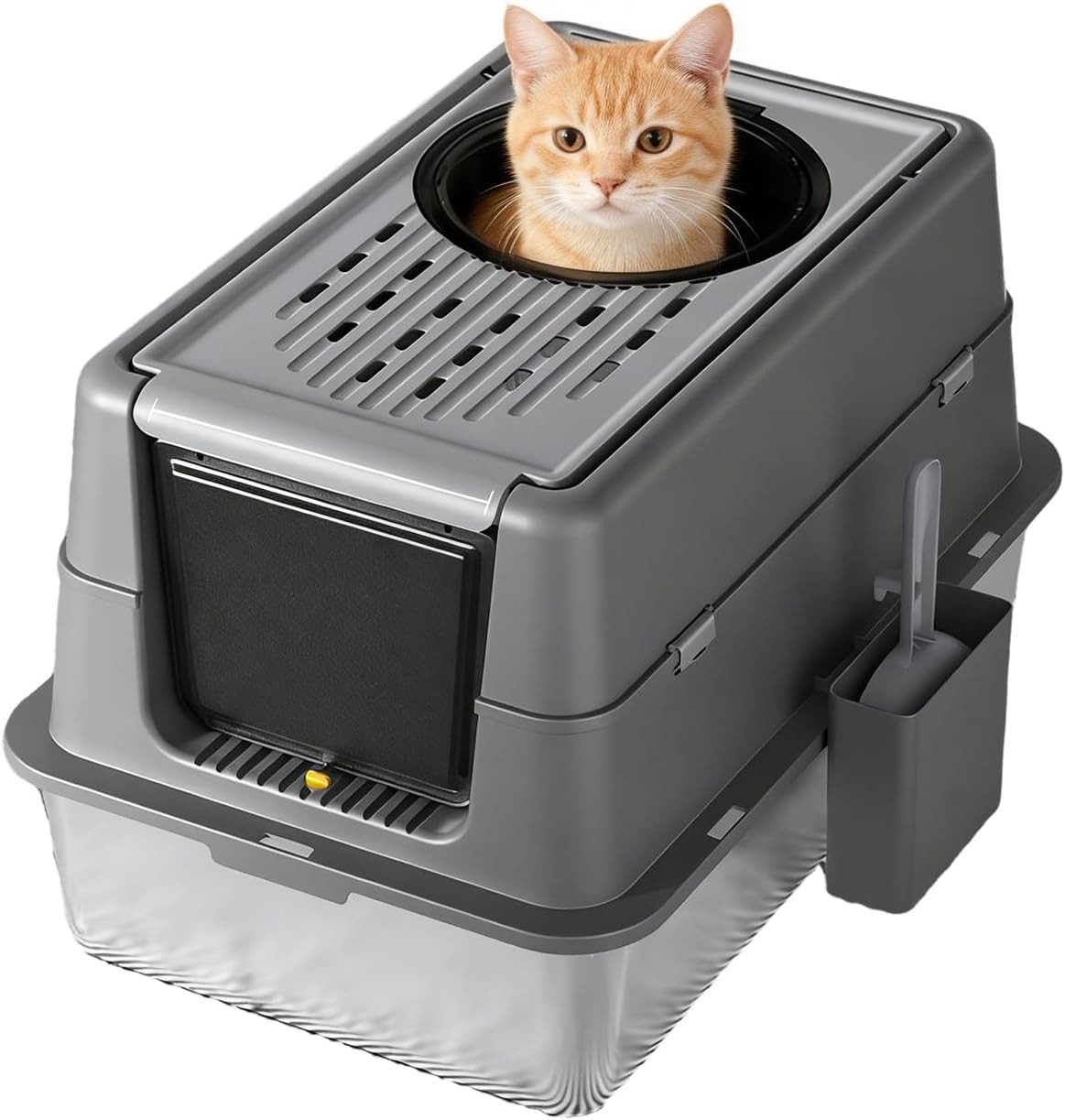 GarveeMore Katzentoilette Edelstahl-Katzenklo mit abnehmbarem Einhaus, hohen Seiten