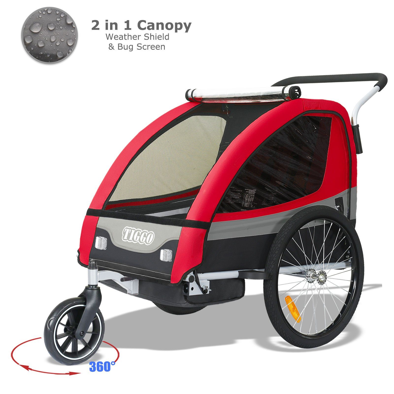TIGGO Fahrradkinderanhänger Kinderanhänger Kinderfahrradanhänger Fahrradanhänger Anhänger, 5-Punkt Sicherheitsgurt