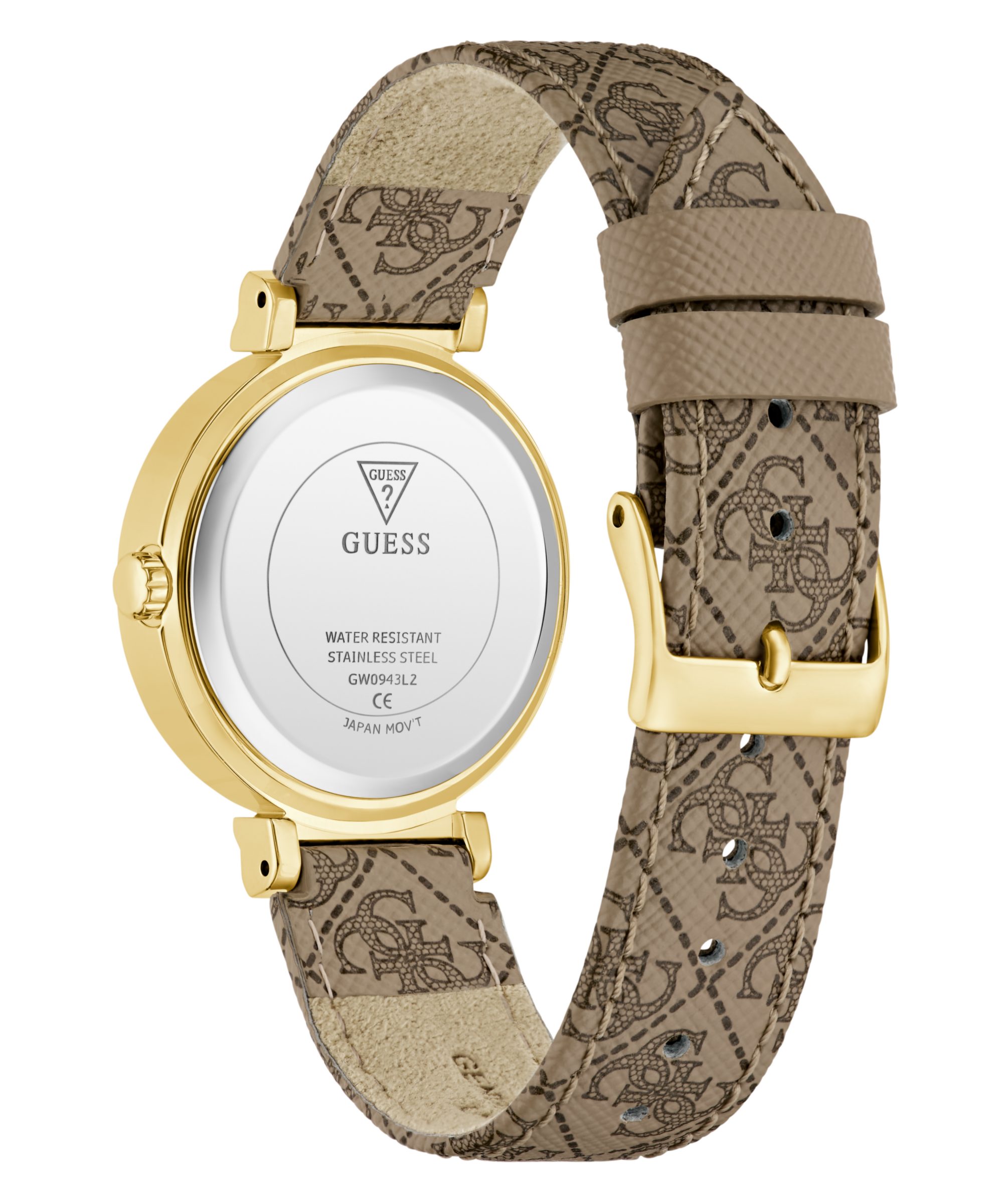 Guess Quarzuhr IVY GW0943L2, Armbanduhr, Damenuhr, Lederarmband, Kristallsteine