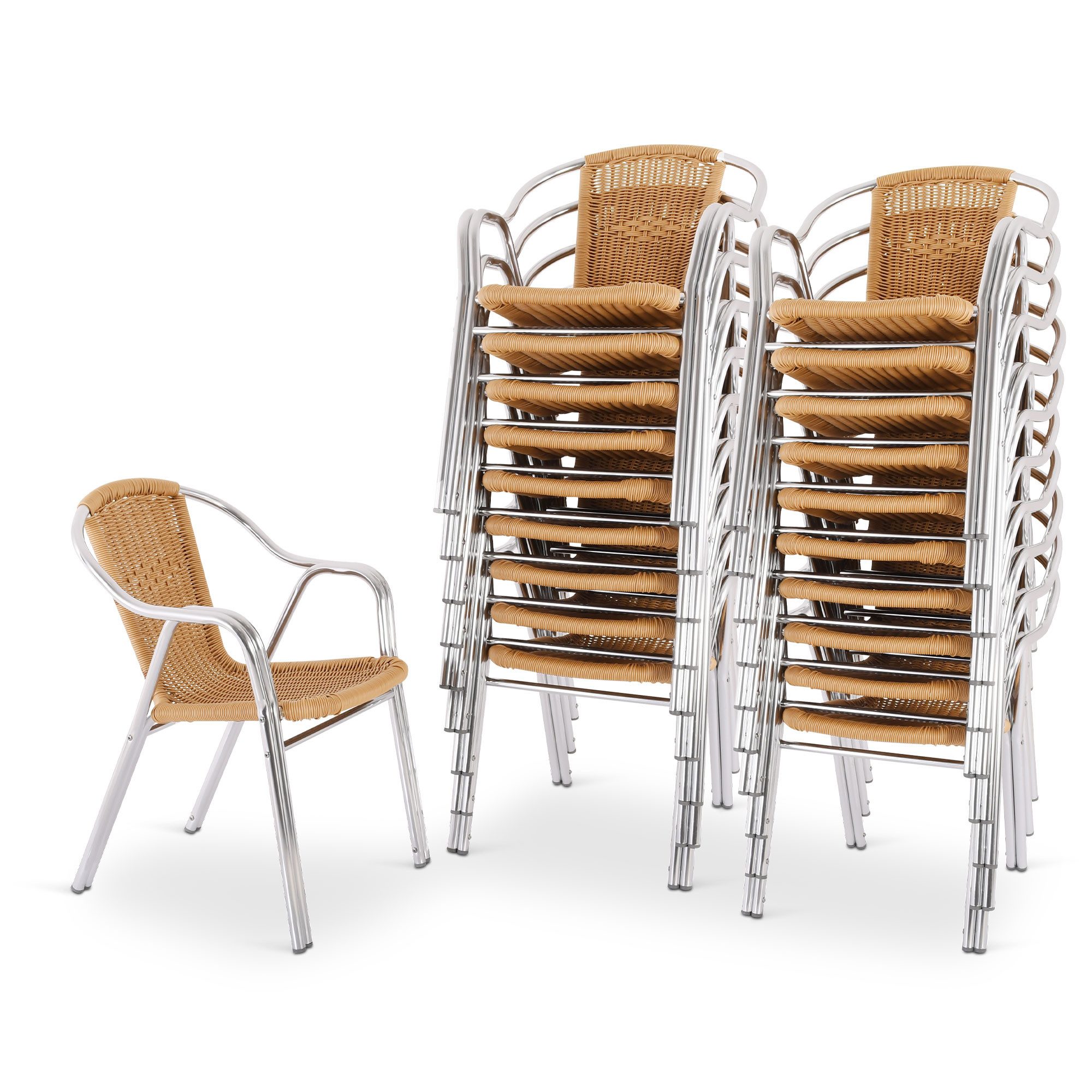 Raburg Bistrostuhl Outdoor-Stapelstuhl mit Armlehnen, Polyrattan, Alugestell, Vita (Set, 20 St), hochwertiges Doppelrohr-Aluminium-Gestell, bis 150 kg