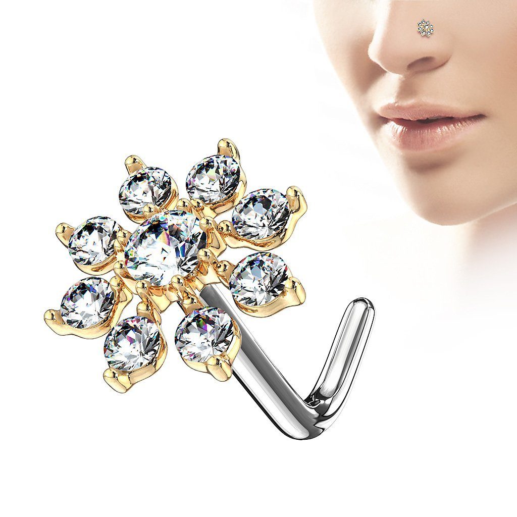 Taffstyle Nasenpiercing Nasenpiercing Stecker filigraner Kristall Blume, St günstig online kaufen