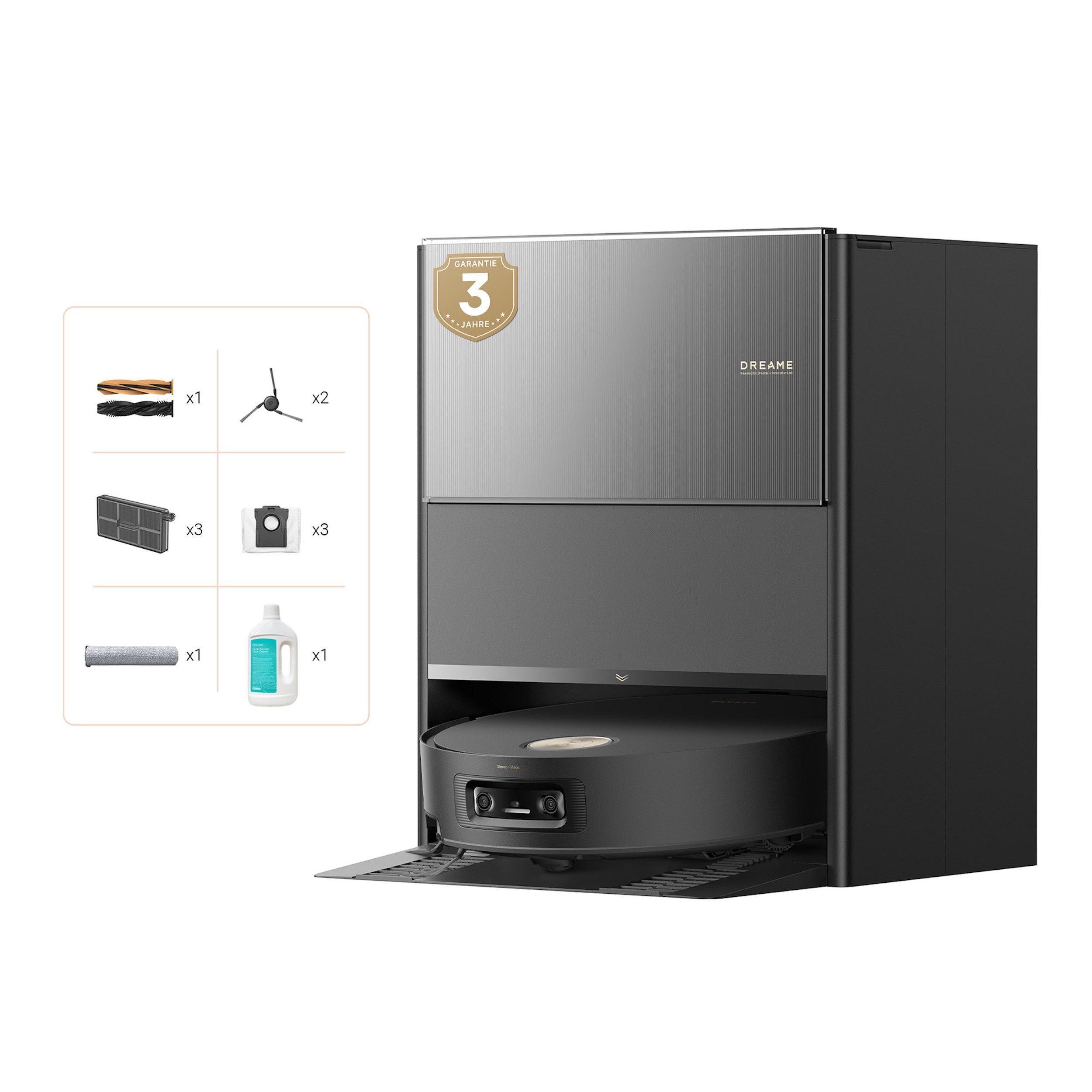 Dreame Вакуумний робот mit Wischfunktion Aqua10 Ultra Roller Complete Black, 600 W, mit Beutel, Warmwasser-Wischsystem, Rollenmopp, überwindet Hindernisse, 30.000 Pa