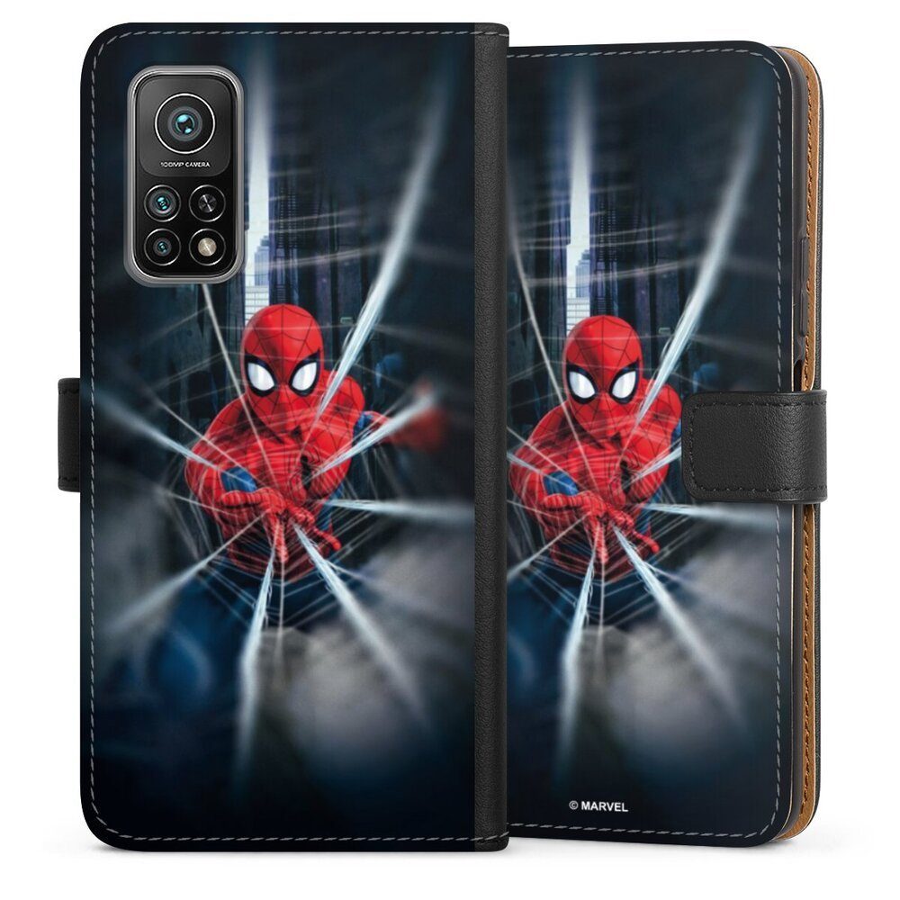 DeinDesign Handyhülle Marvel Spider-Man Kinofilm Spider-Man Webs In Action, Xiaomi Mi 10T Pro 5G Hülle Handy Flip Case Wallet Cover