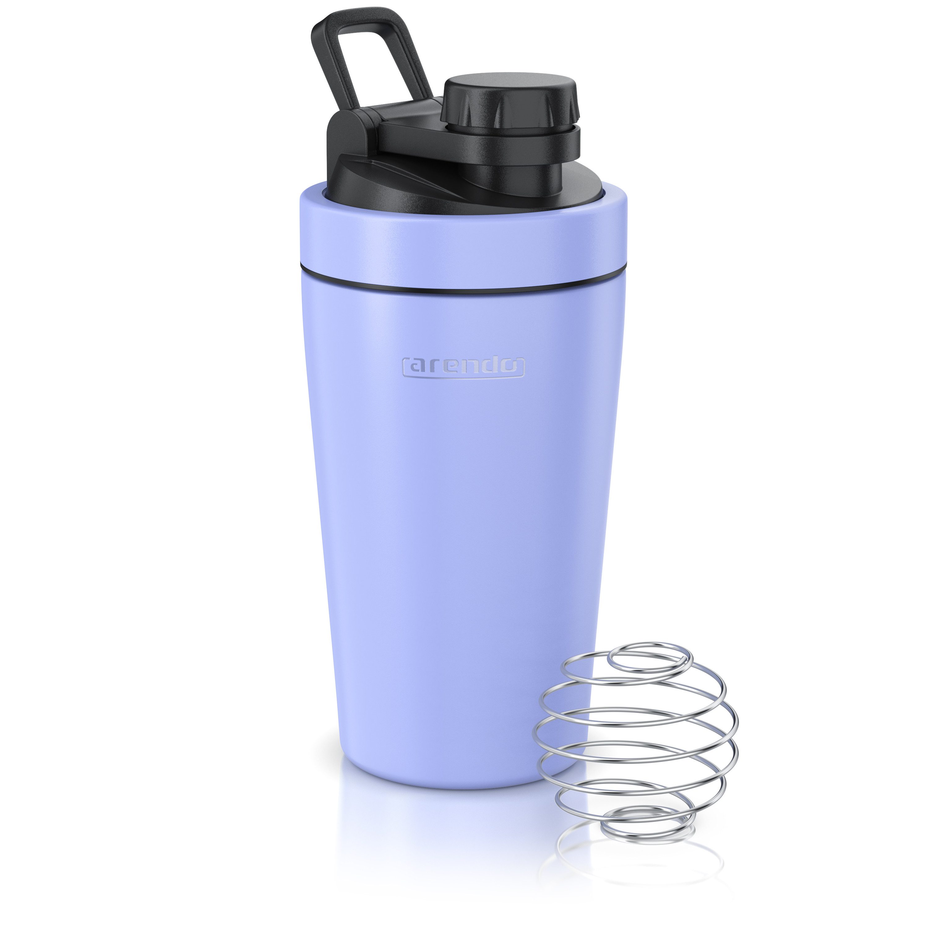 Arendo Protein Shaker Edelstahl Eiweißshaker 500 ml, verschließbar, bruchfest, BPA-frei, Edelstahl, (1-tlg), auslaufsicher, spülmaschinengeeignet, mit Tragegriff und Mixball