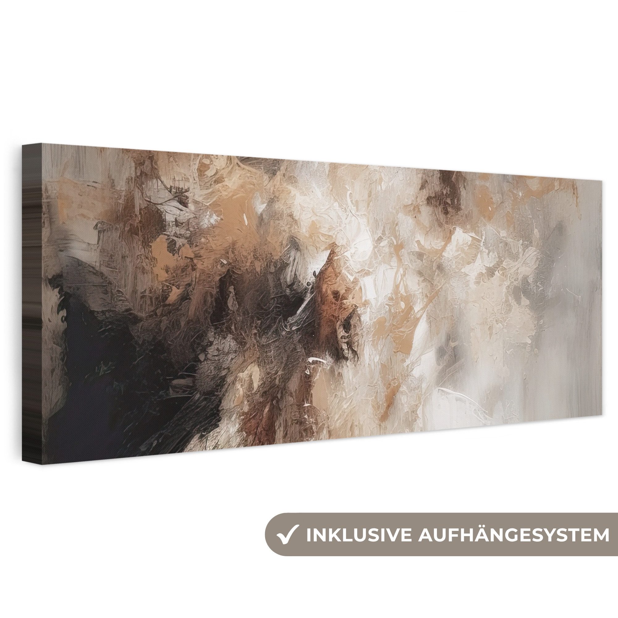 OneMillionCanvasses® Leinwandbild Panorama Farbe - Abstrakt - Beige - Kunst, Fotodruck (1 St), Wandbild, Deko Schlafzimmer Wohnzimmer Flur 60x20 cm