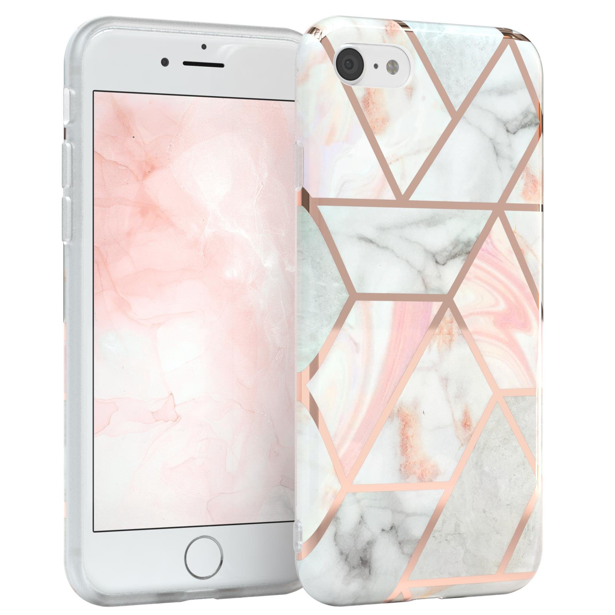 EAZY CASE Handyhülle IMD Motiv Cover für iPhone SE 2022/20 & iPhone 8/7 4,7 Zoll, Silikonhülle stoßfest Silicon Back Cover Motivhülle Tasche Rosé Gold