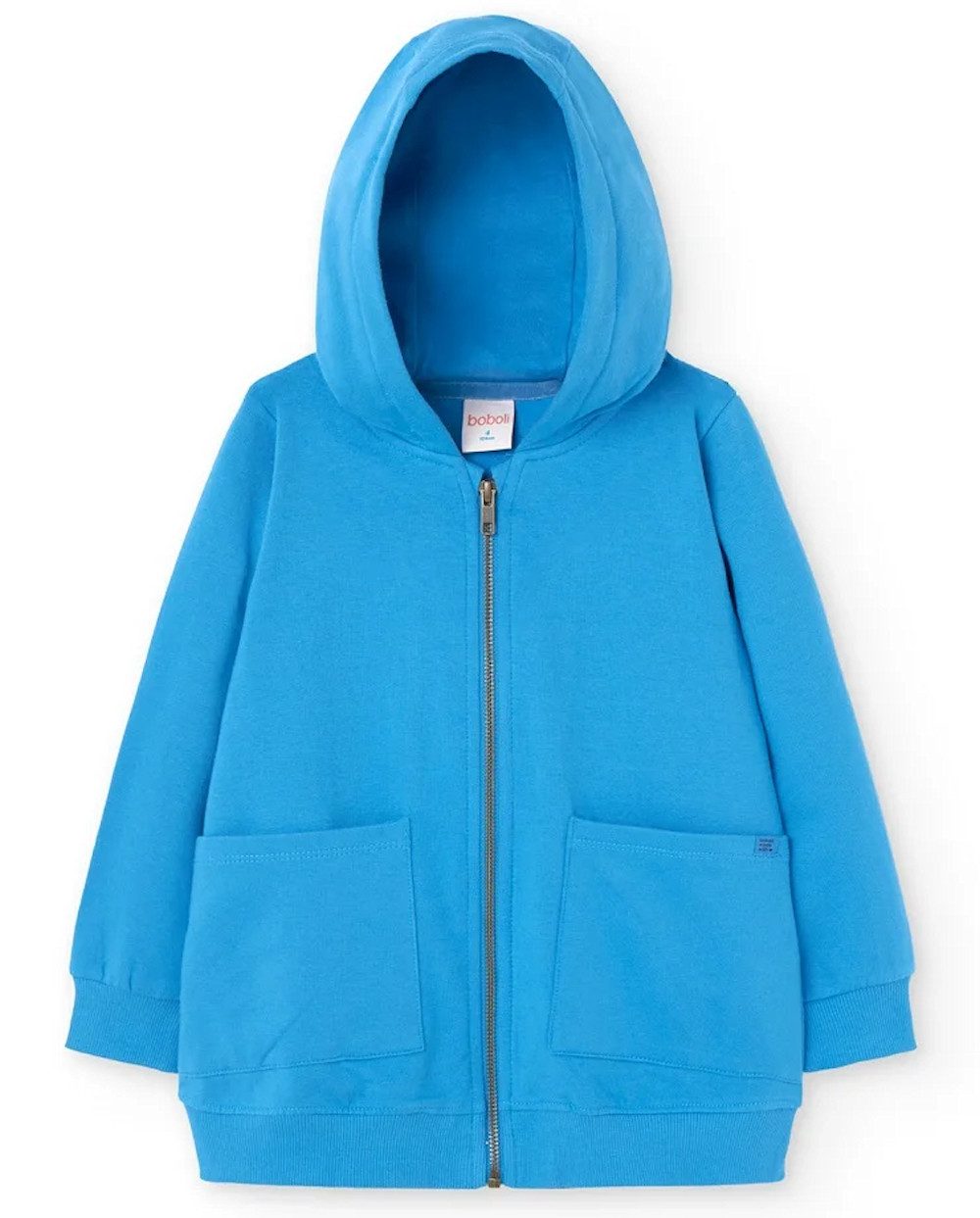 BÒBOLI Sweatjacke BÒBOLI Mädchen Sweatjacke angeraut Jacke Kapuze baltic blau (1-tlg., kein Set)