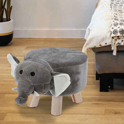 CEPEWA Kinderhocker Kinderhocker Sitzhocker Elefant H 30 cm Tiermotiv