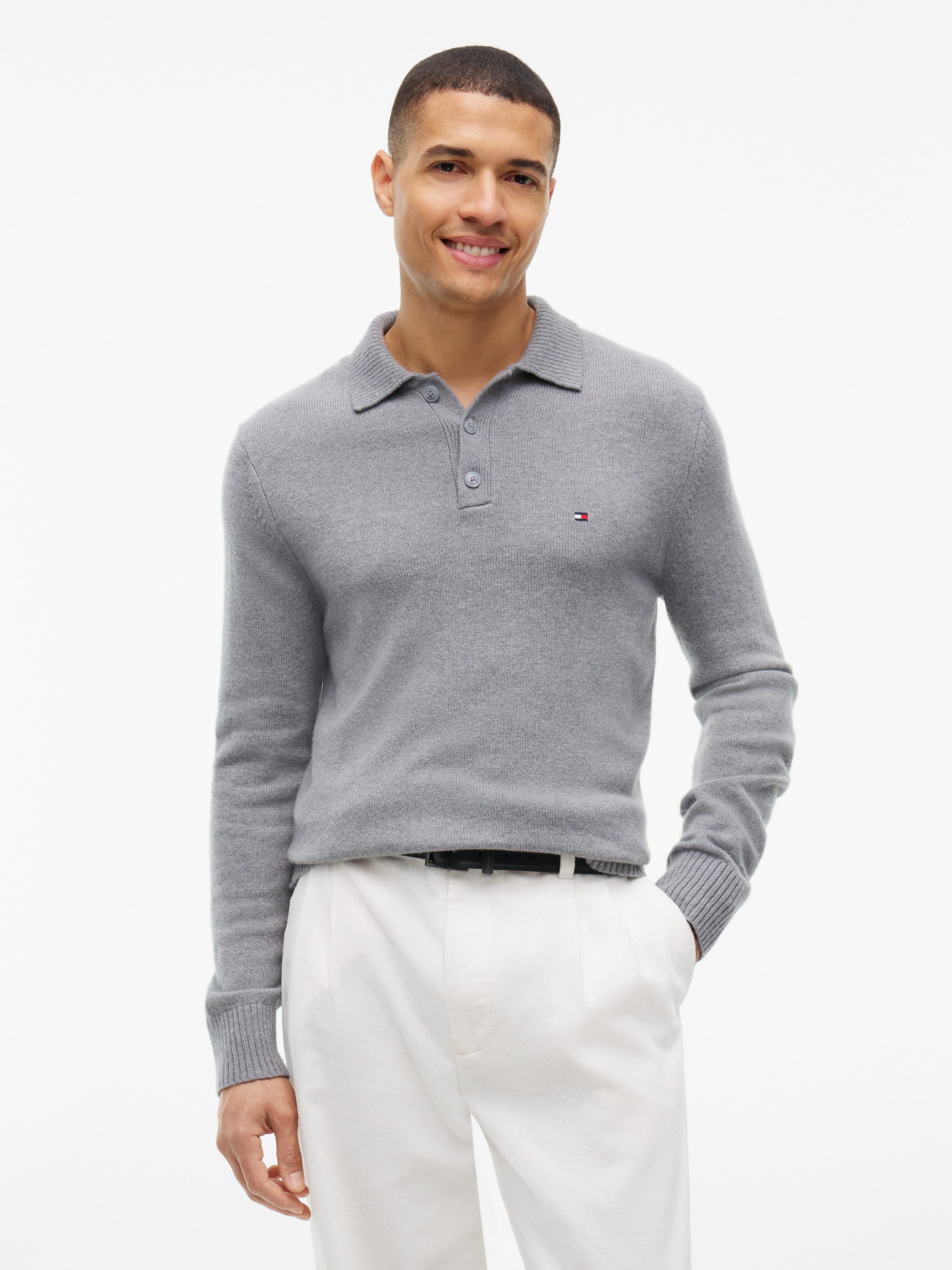 Tommy Hilfiger Polokragenpullover LAMBSWOOL LS POLO aus reiner Lammwolle