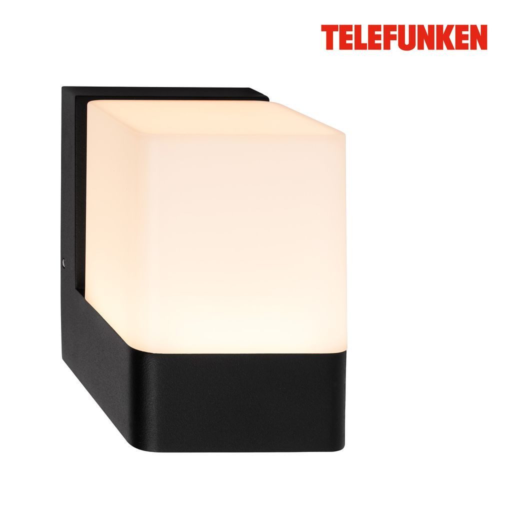 Telefunken Wandleuchte 322105TF, LED fest integriert, 2700K - Extra-Warmweiß, LED Wandleuchte Aussen 11,5x11x8 cm Schwarz Hauswand Balkon Terrasse