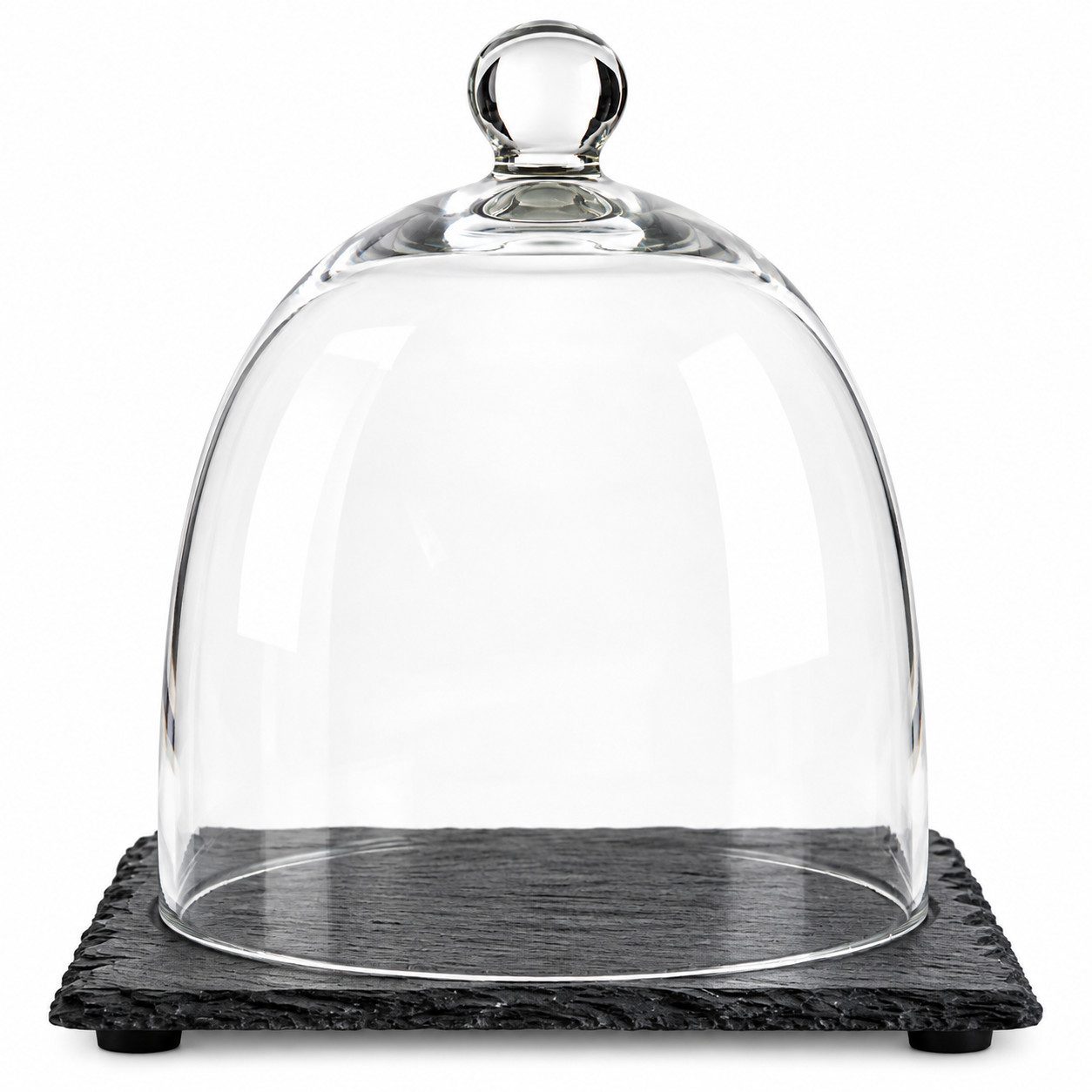 Sendez Käseglocke Glasglocke auf Schieferplatte 15x20cm Glaskuppel Glocke Haube