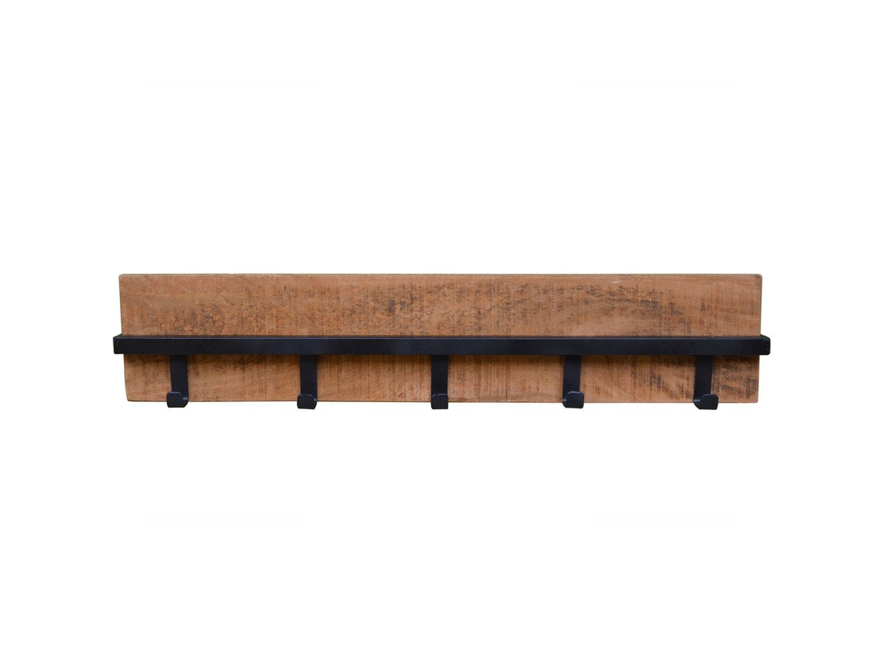 Couchcenter Wandgarderobe Mangoholz Mango Metall Garderobe Ethan Wandgarderobe Wandpaneel, 5 Metall Haken