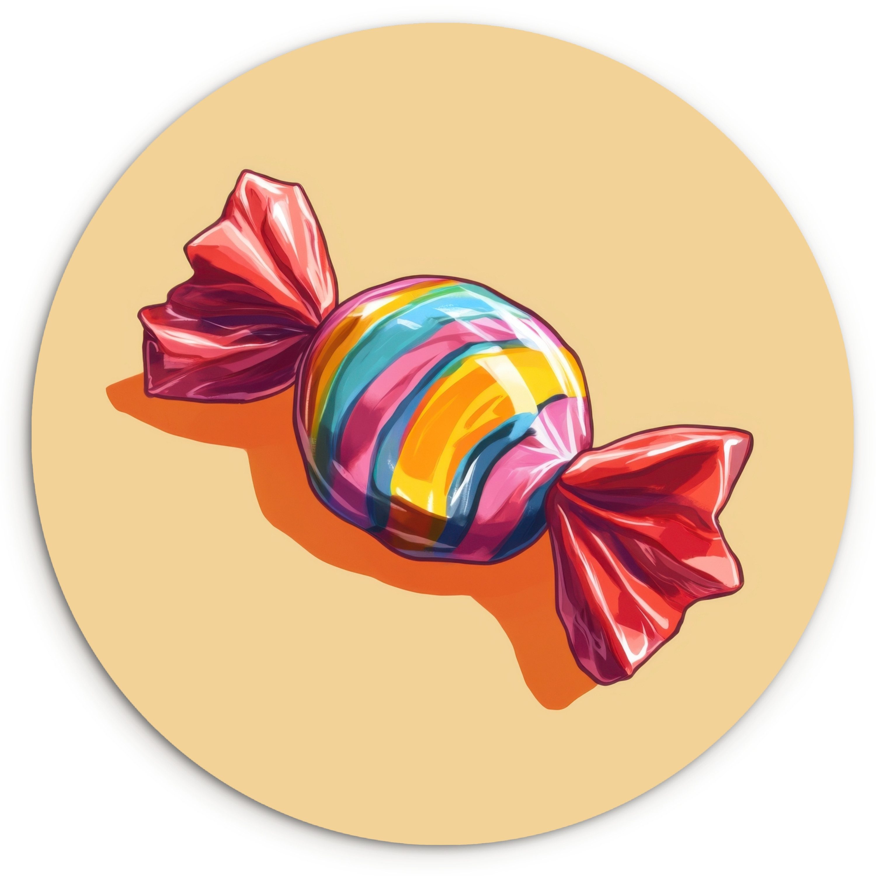 MuchoWow Gemälde Gelb - Bonbon - Farbe, Fotodruck (1 St), Kreis Wanddekoration, Rundes Wandbild, 30x30 cm