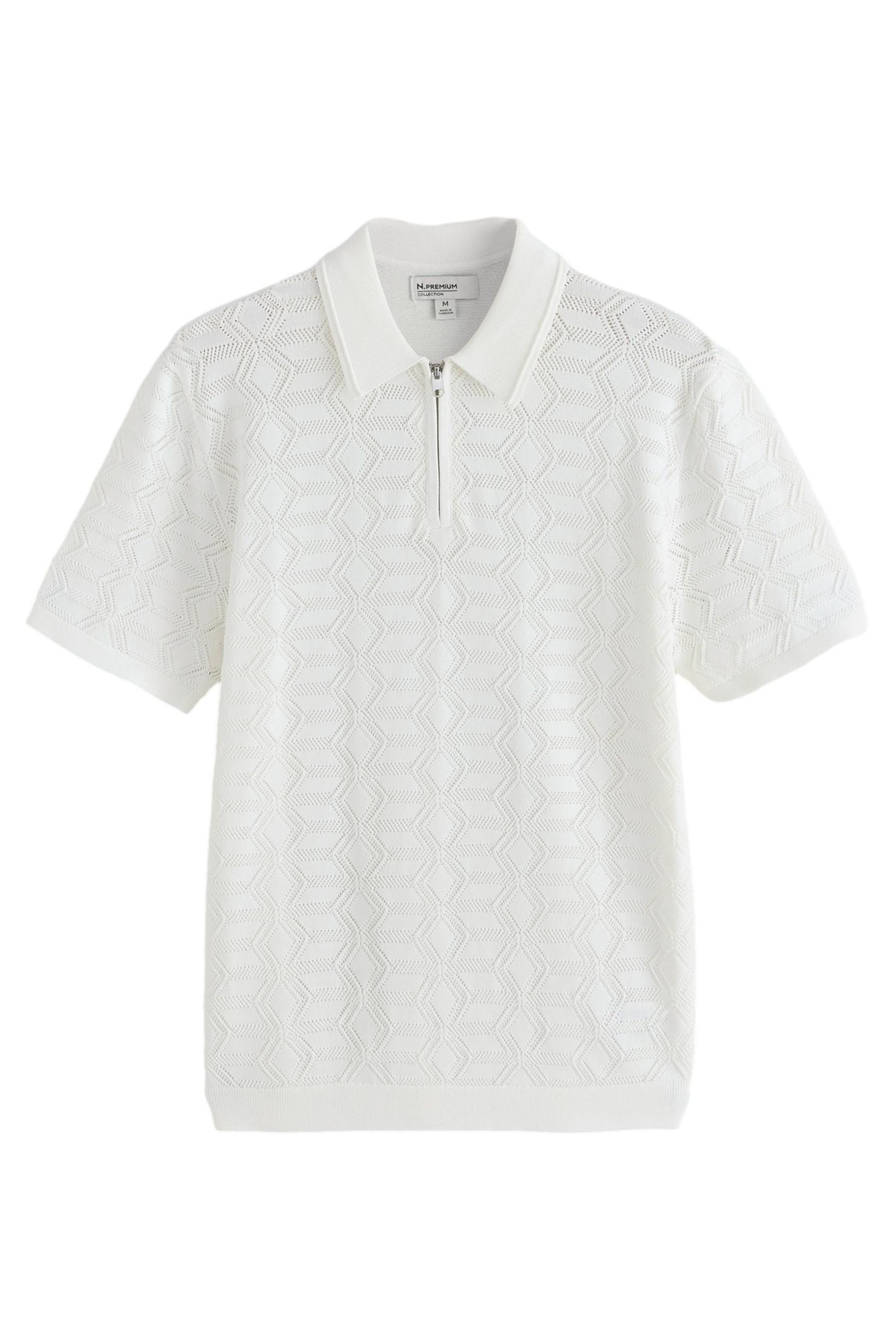Next Poloshirt Poloshirt aus Strick mit Pointelle und Viertel-RV (1-tlg)