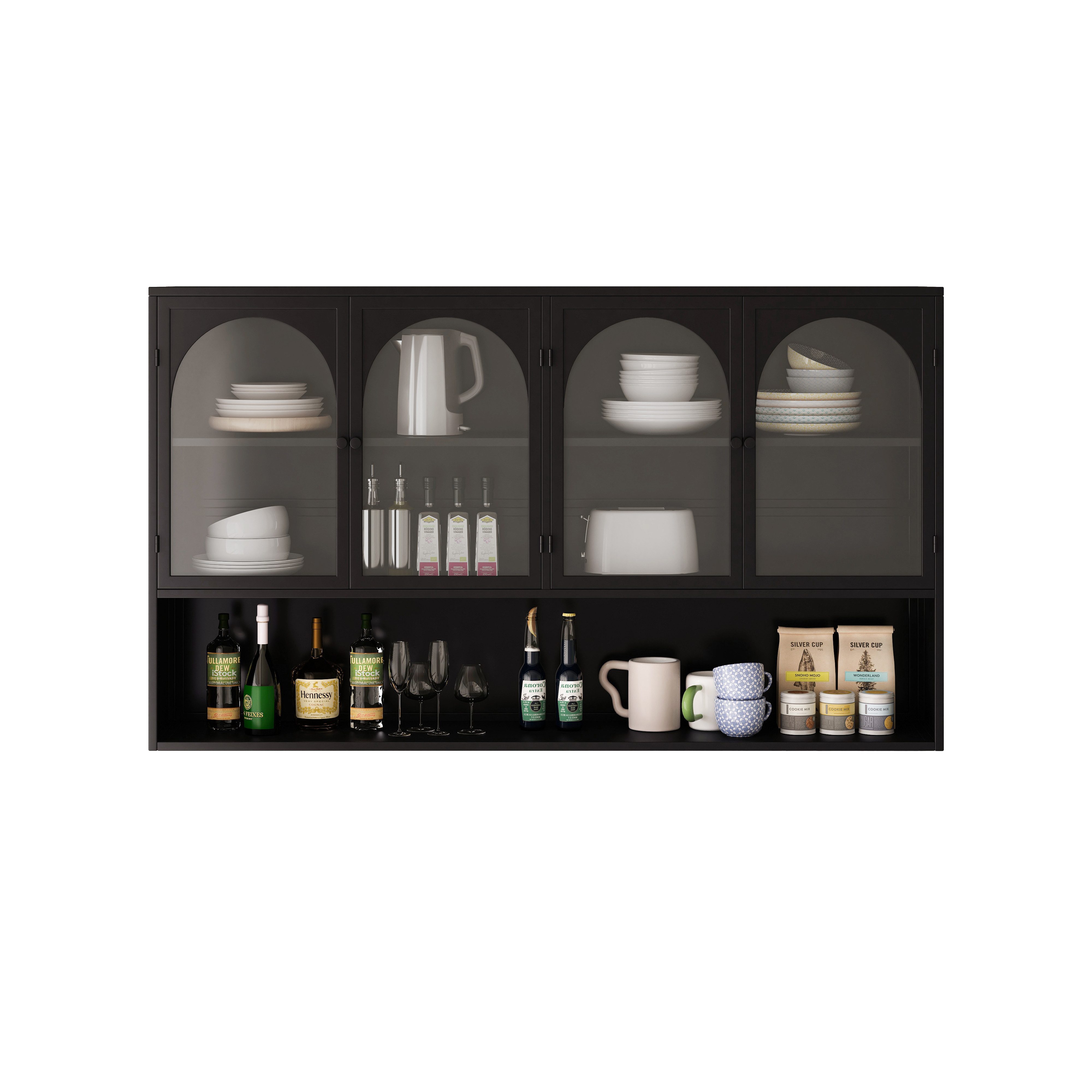 OKWISH Wandhängeschrank Hängeschrank,Four-door,Glass Wall Cabinet Storage, günstig online kaufen