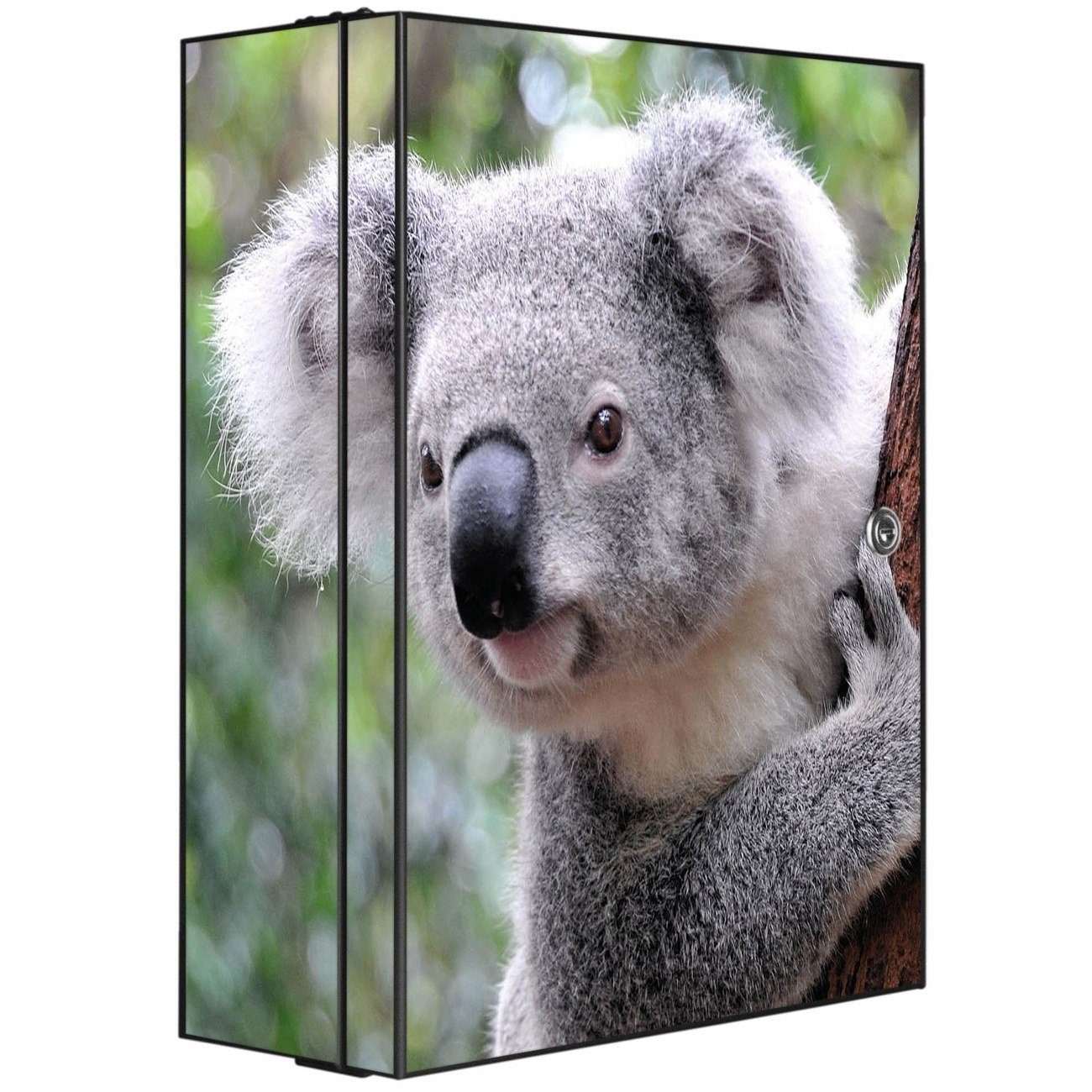 banjado Medizinschrank Stahl Koala (abschließbar, 3 große und 2 kleine Fächer) 35 x 46 x 15cm schwarz