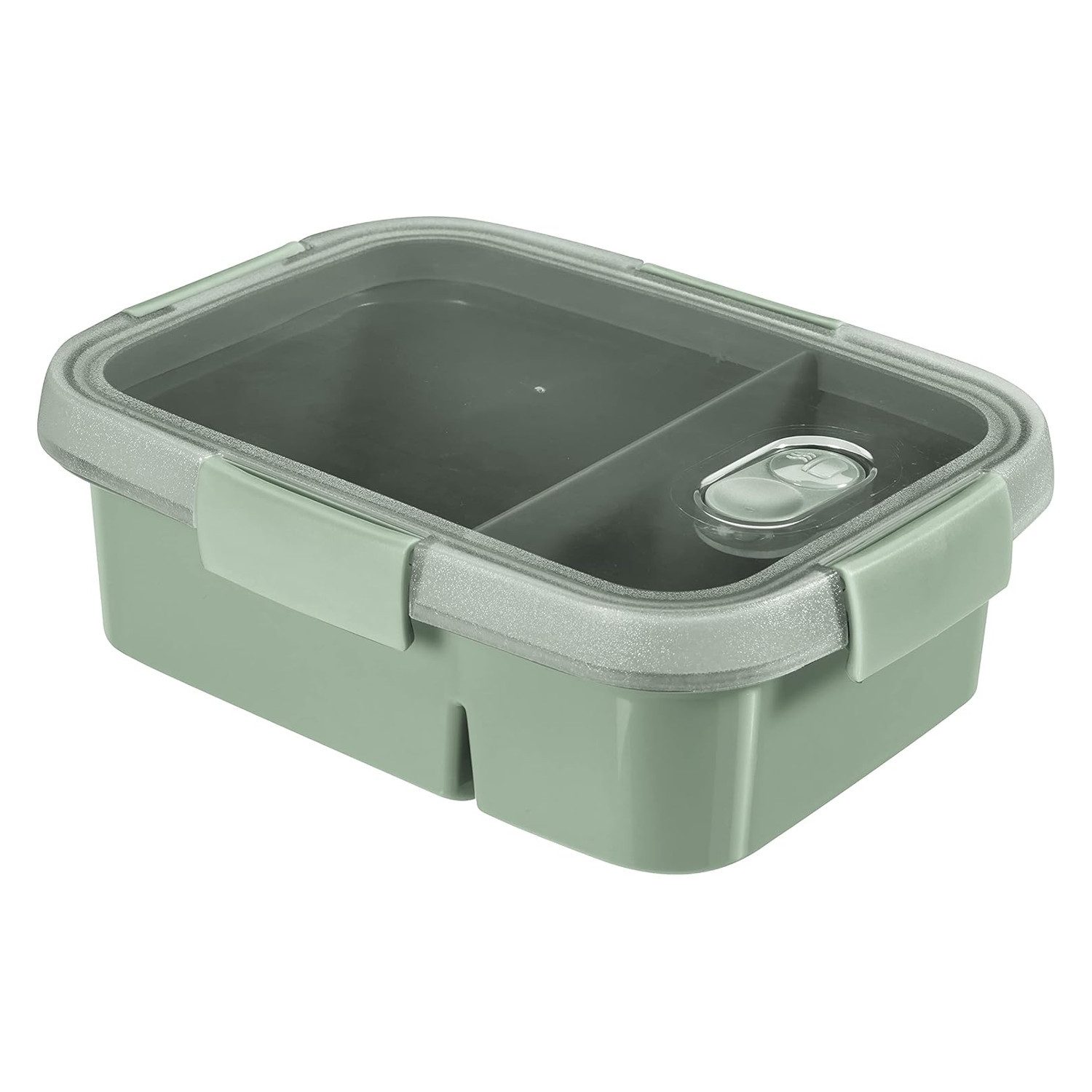 Curver Lunchbox DUAL Smart To Go Eco Line Lebensmittelbehälter, Polypropylen, Auslaufsicherer Deckel, Ventil im Deckel, zwei Fächer 0,6L + 0,3L