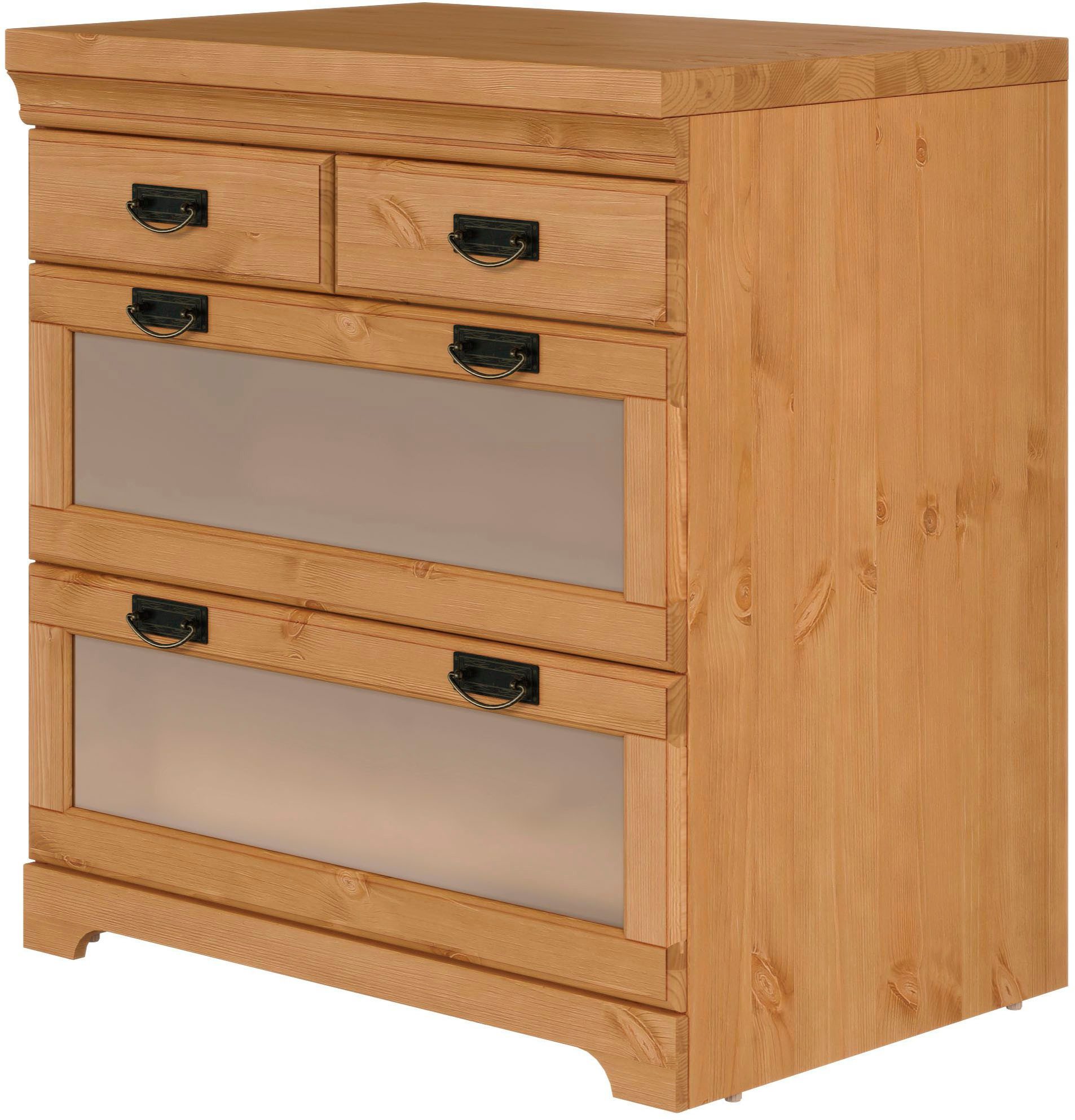 OTTO home Unterschrank Rügen Breite 80 cm, Kiefer massiv, Schubkästen mit Glaseinsatz – Bild 4 von 5