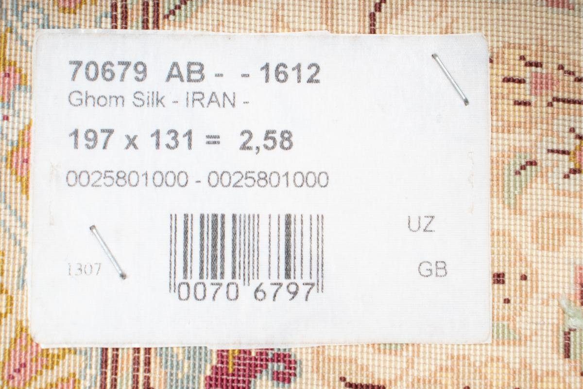 Seidenteppich Ghom Seide Handgeknüpfter Trading, Perserteppich, 3 rechteckig, / Höhe: Nain Orientteppich mm 130x198