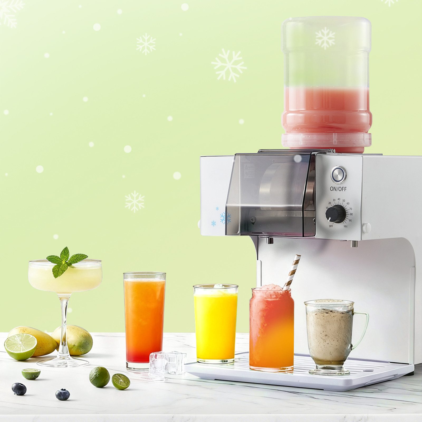 FOHERE Eismaschine Schneeflocken-Eismaschine, Rasiereismaschine, 60kg/24h, 1,8 l, geeignet für Restaurants, Supermärkte, Snackbars, Cafés