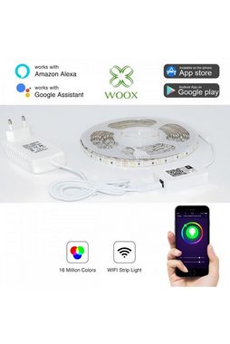 WOOX LED-Lichterschlauch WOOX R5093 Smart LED Strip 5 meter + Adapter RGB-W, RGB +warmweiße LED