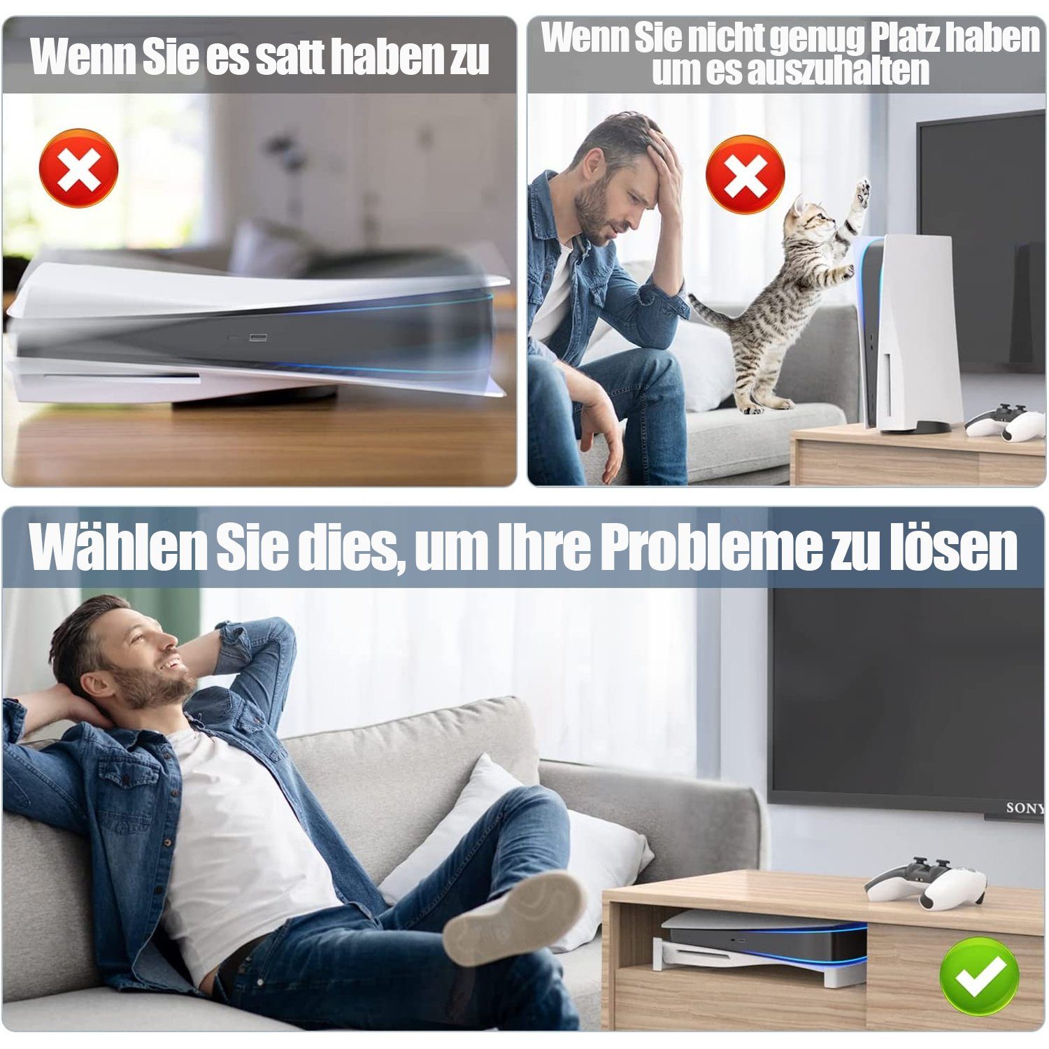 zggzerg Halterung PS5 horizontaler Ständer für Playstation 5 Halterung