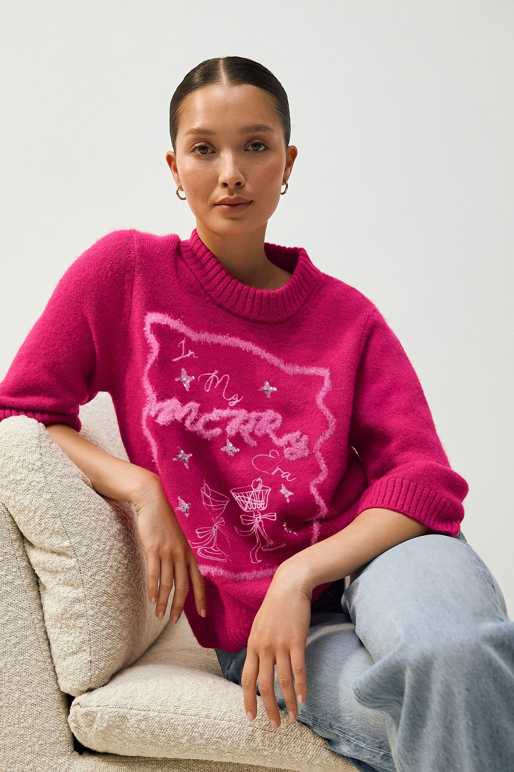 Next Strickpullover Langärmeliger Weihnachtspullover (1-tlg)