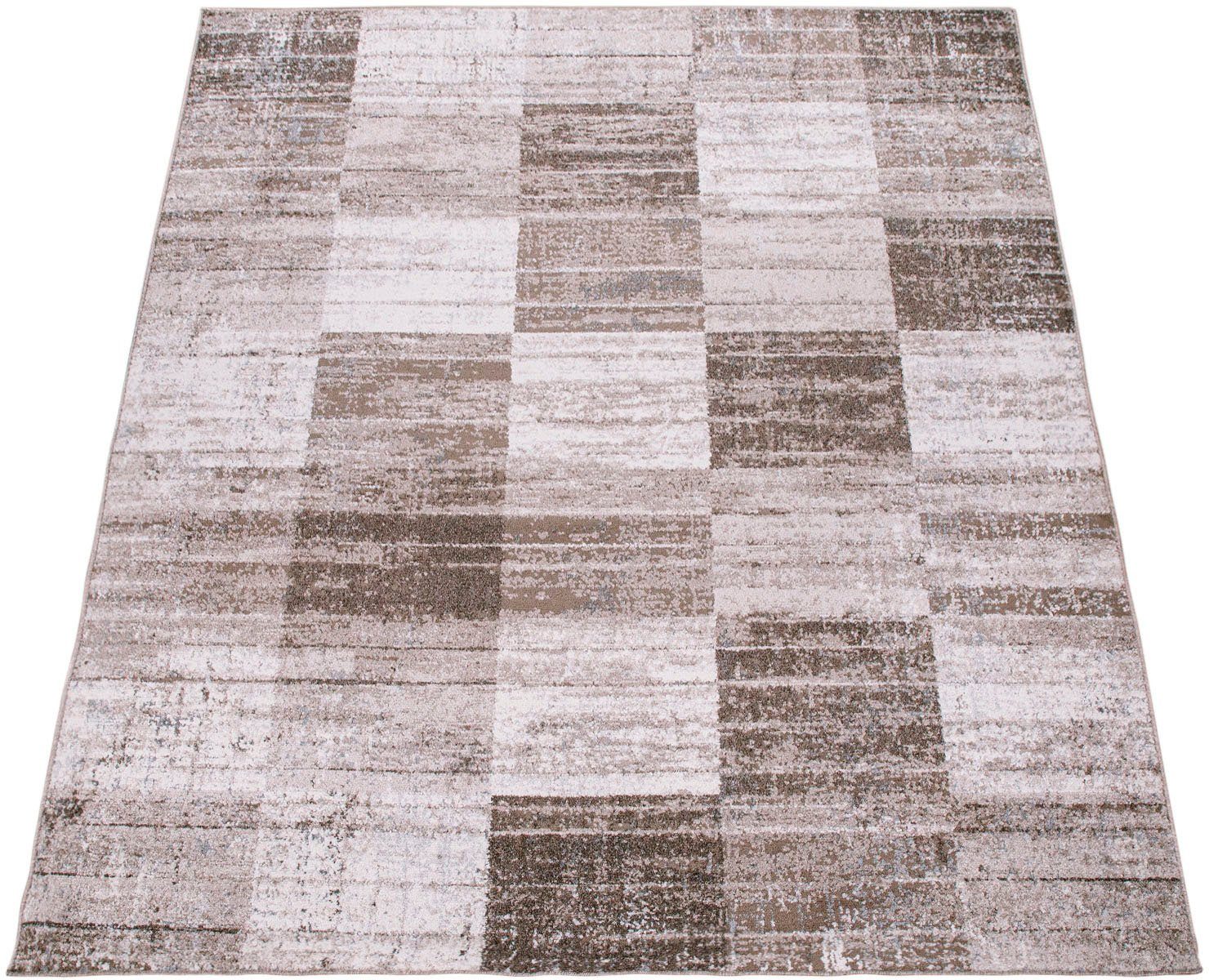 Paco Home Teppich Bari 871, rechteckig, Höhe: 13 mm, Kurzflor, Karo Muster, günstig online kaufen