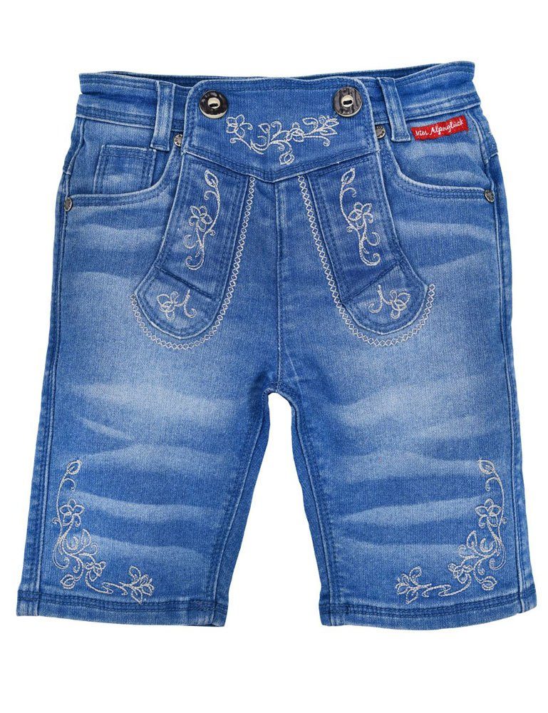 BONDI Trachtenlederhose BONDI Bermuda Hose Trachten Mädchen Blue 26087 Jeans denim
