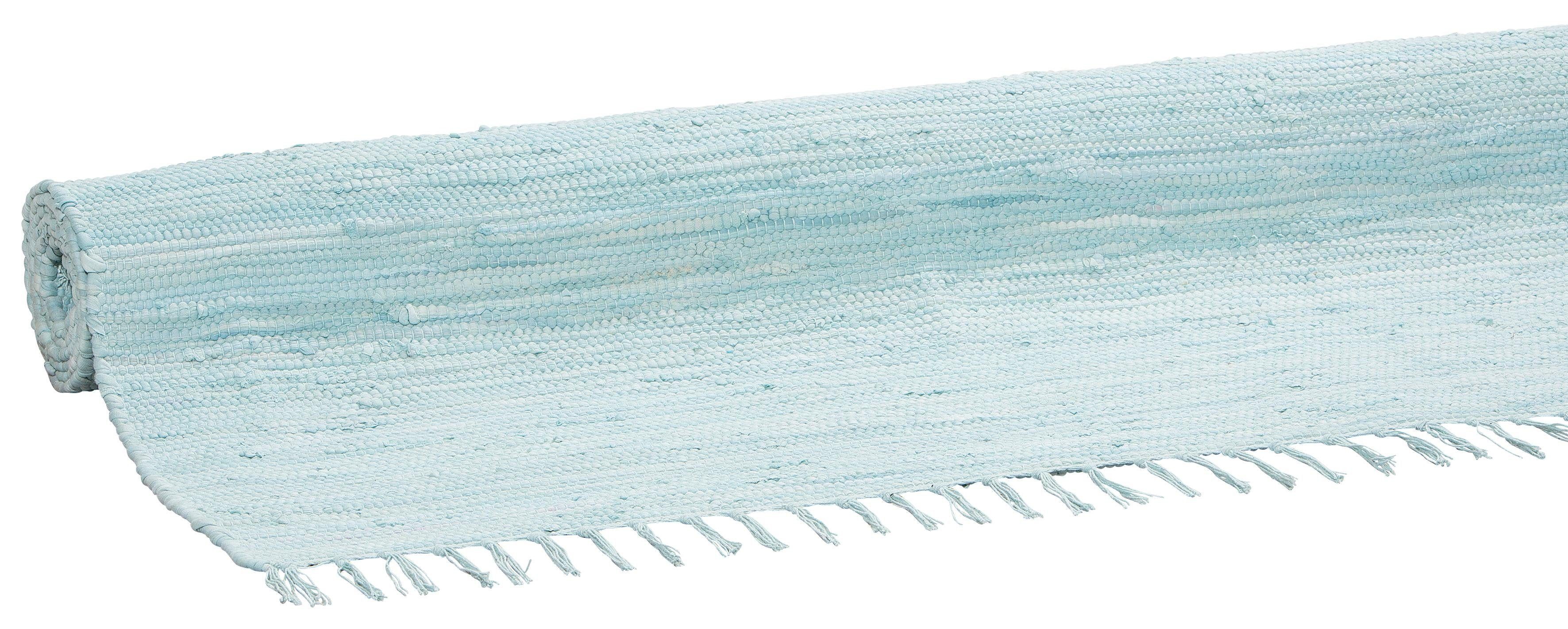 OTTO home Teppich Paul, rechteckig, Höhe: 5 mm, Wendeteppich, Uni, handgewebt, mit Fransen, reine Baumwolle, Läufer