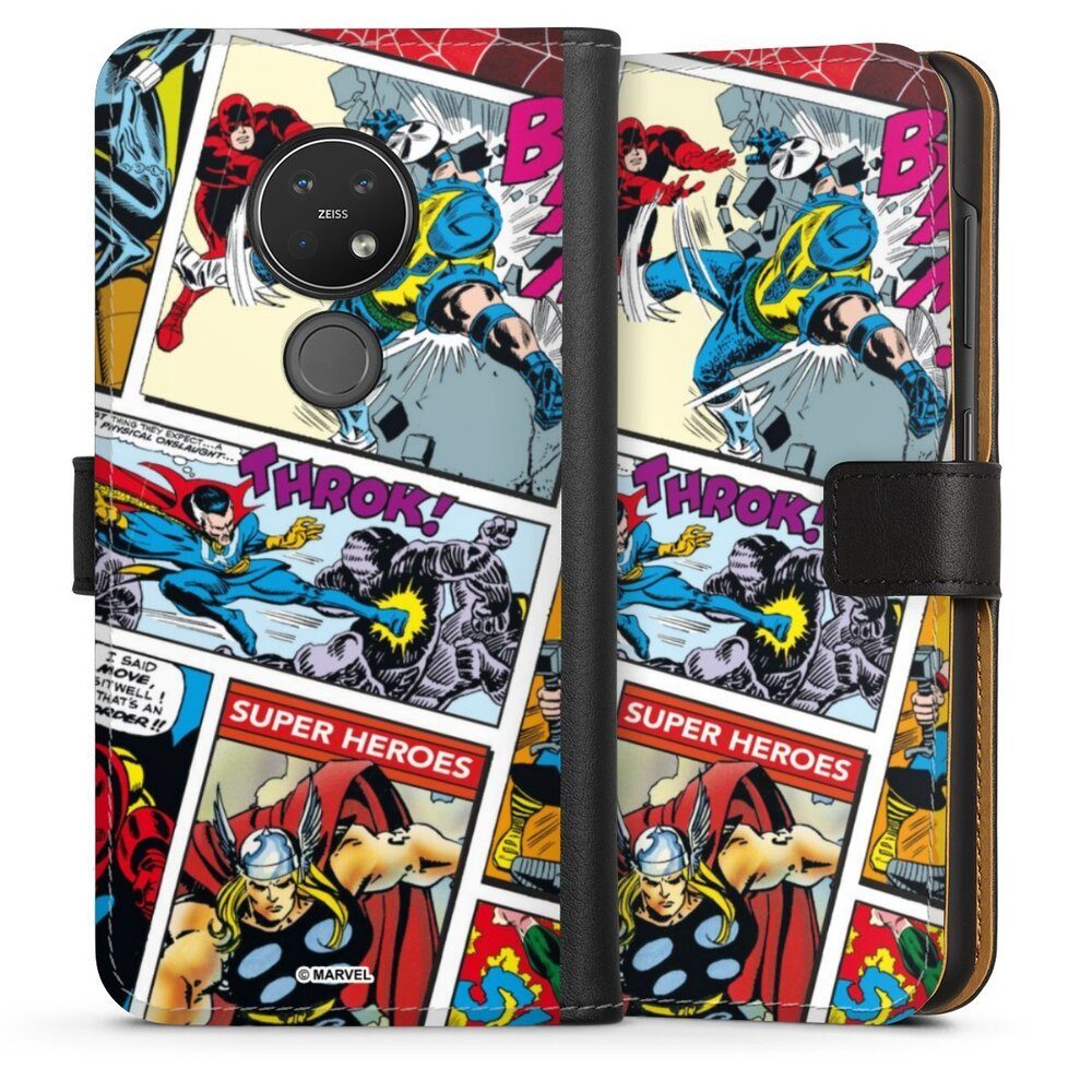 DeinDesign Handyhülle Marvel Retro Comic Blue, Nokia 7.2 Hülle Handy Flip Case Wallet Cover Handytasche Leder