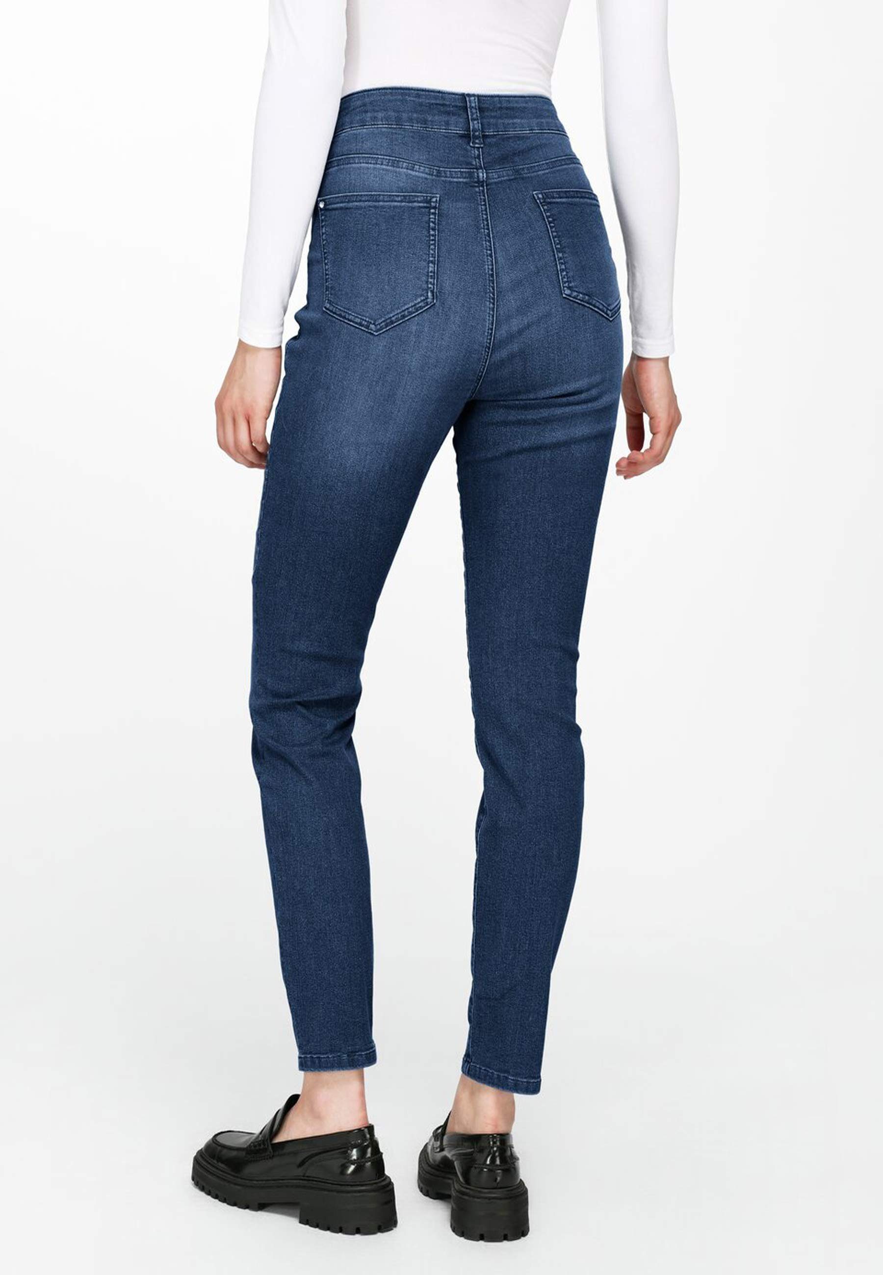 5-Pocket-Jeans Cotton Taschen mit Raasch Uta dunkelblau