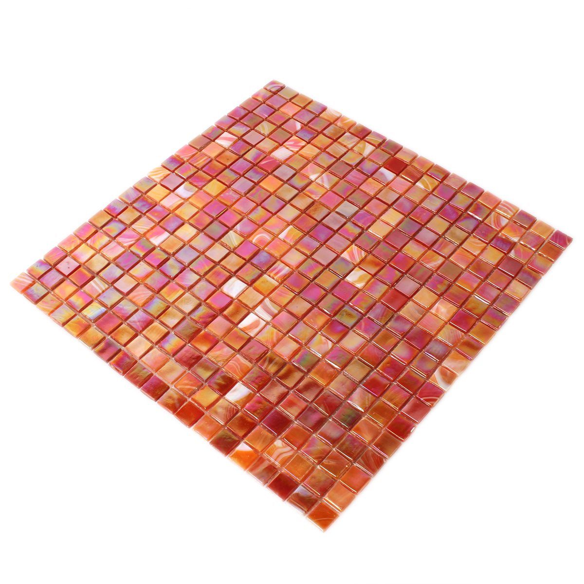 Mosafil Mosaikfliesen Glasmosaik Fliesen Divina Perlmutt Effekt Rot, Glas 31.700x31.700, rot, Verlegefertig auf ein Netz geklebt - Frostsicher - Wasserfest